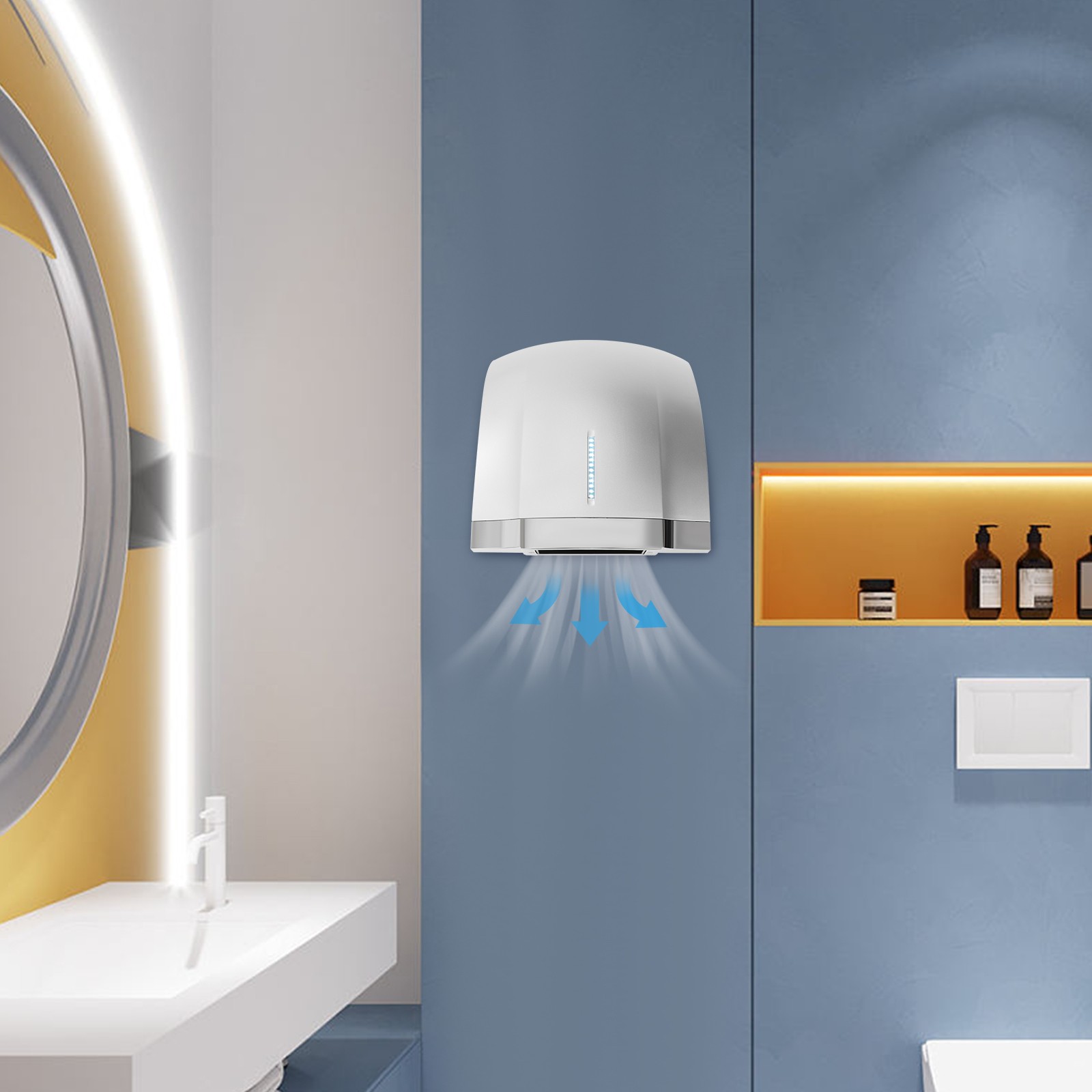 1800W Automatic Electric Hand Dryer Commercial and Household Use Silver 70-75dB