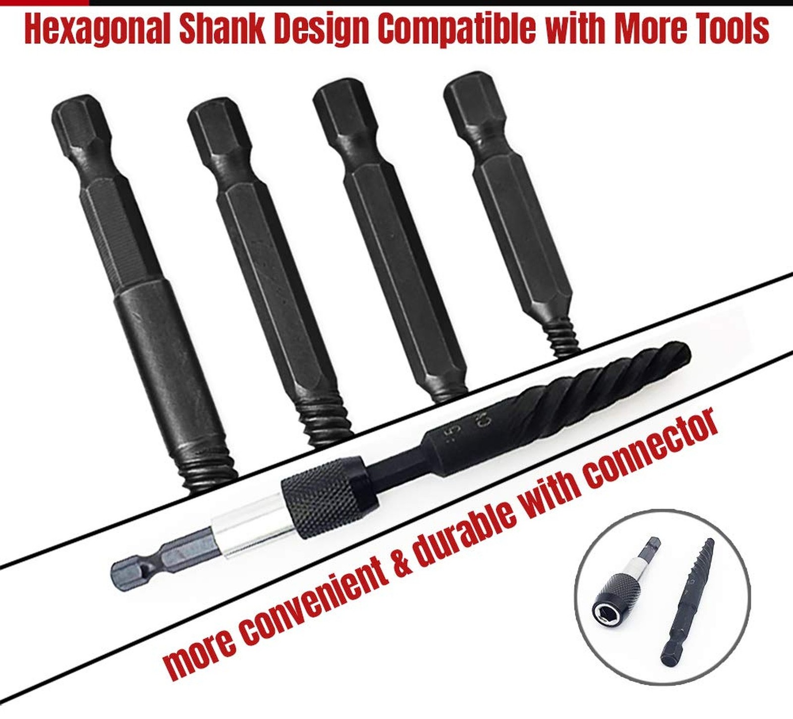 6 PCS Broken stud extractor kit Damaged Screw Extractor Set with 1/4 Quick Ch...
