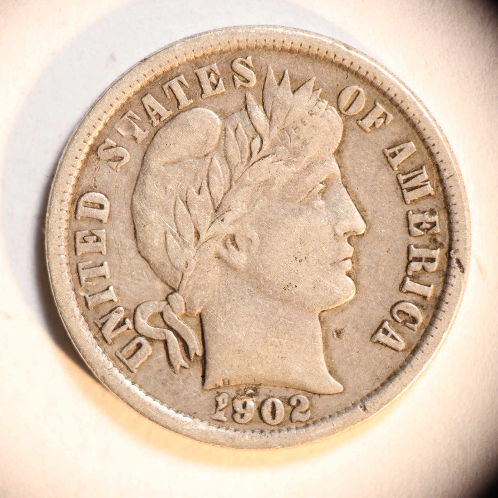 1902 P Barber Dime 10C Cents Coin Silver, Fine+!