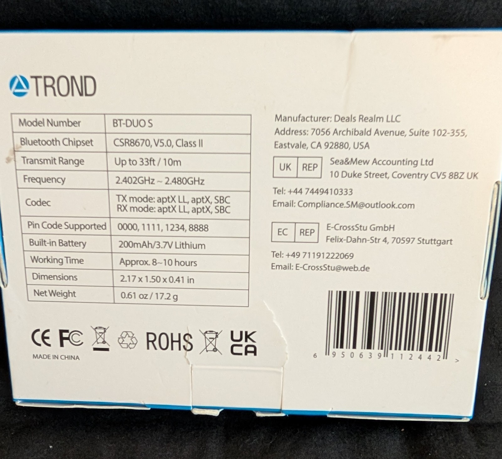 Bluetooth Transmitter Receiver, TROND Bluetooth Adapter TV/PC