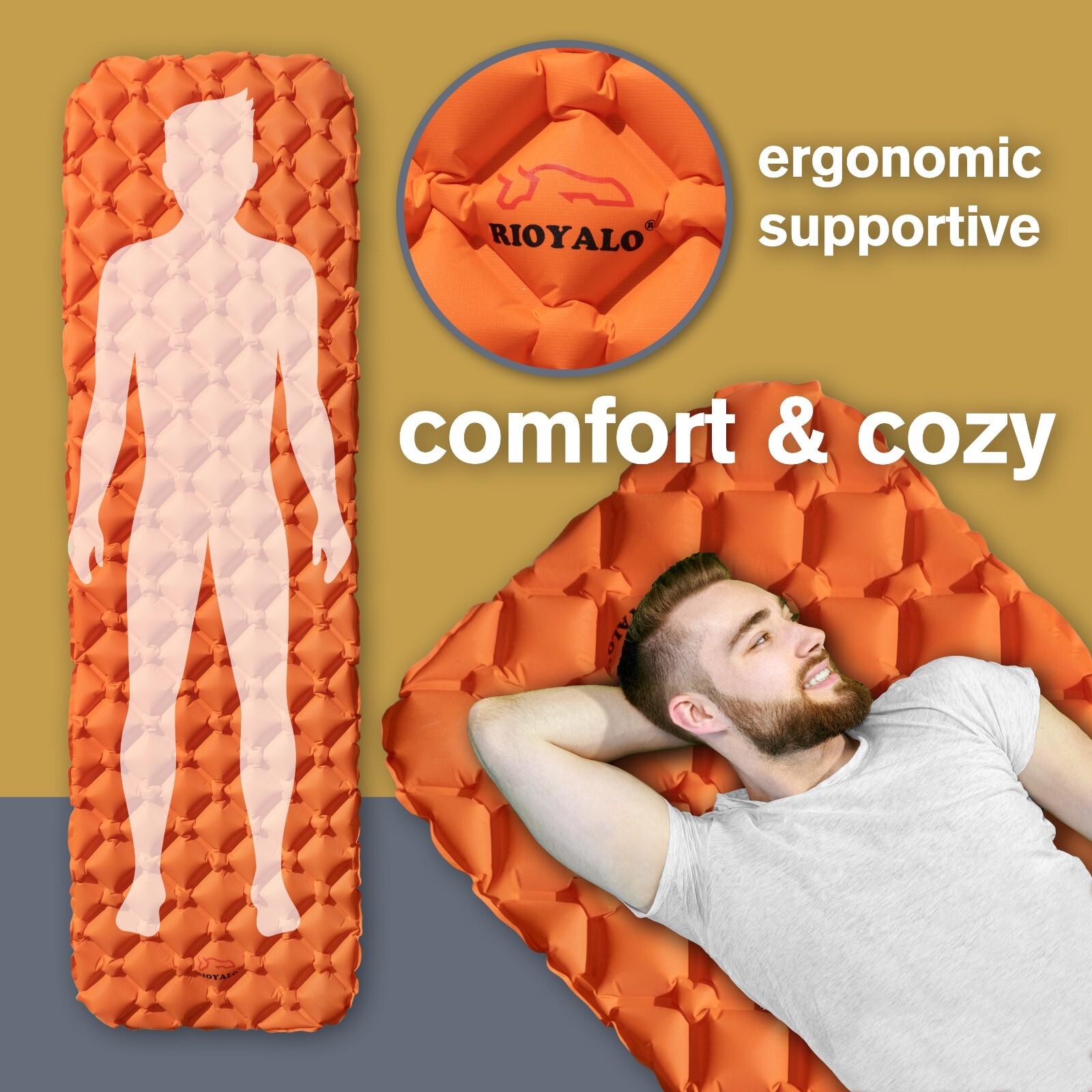 Ultralight Inflatable Camping Sleeping Pad / Mat - Compact Portable Waterproof
