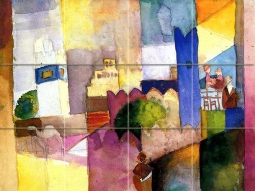 Tile Mural Art City Colorful A. Macke Kitchen Bathroom Backsplash Marble Ceramic