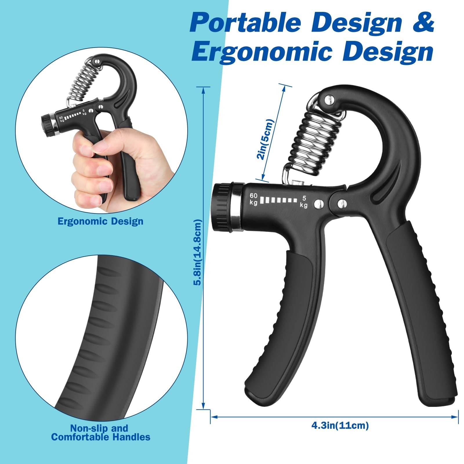 Adjustable Grip Strength Trainer 11132 Lbs, Forearm Exerciser for Muscle