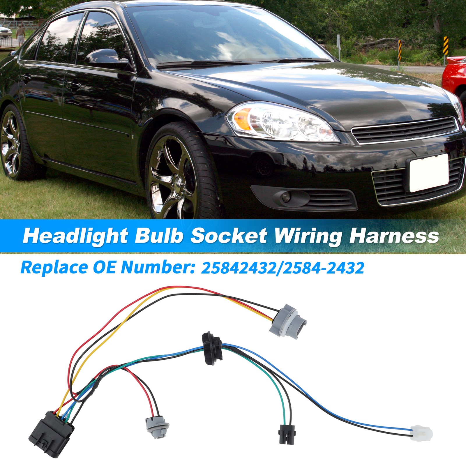 25842432 Headlight Headlamp Bulb Wiring Harness for Chevrolet Impala 2006-2013