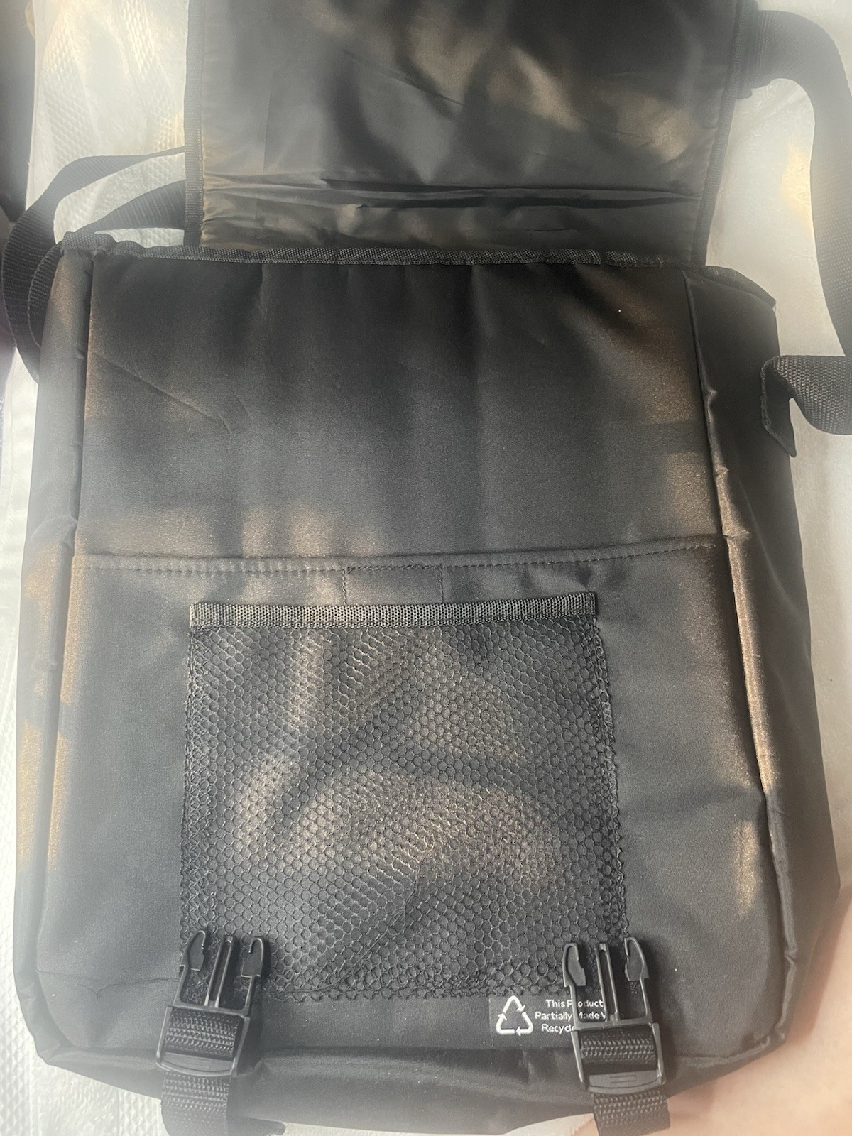 Windham Black Polyester Shoulder Messenger Bag Padded Partitions Solid