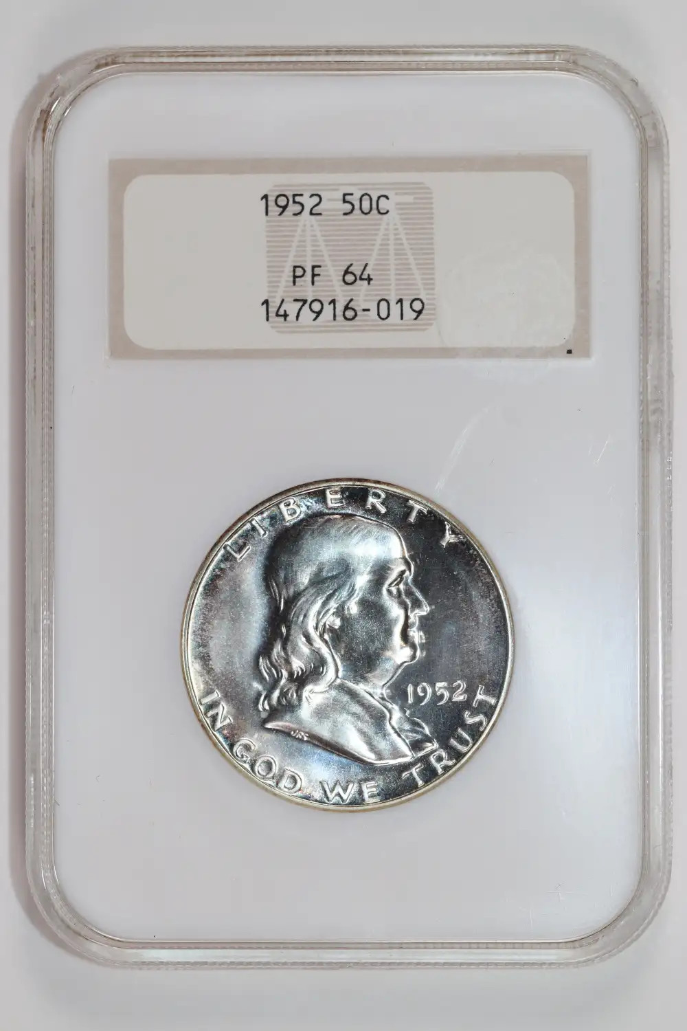 1952 PROOF FRANKLIN HALF DOLLAR NGC PR64 OLD FATTY HOLDER