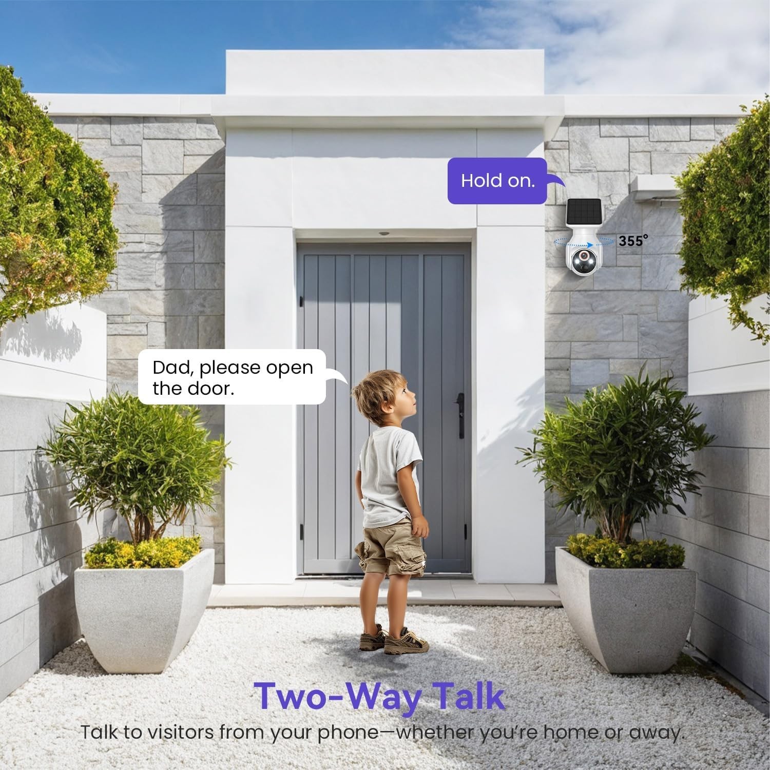 Camara De Seguridad Solar 360 Para Casa Exterior 2.4G WiFi Con Audio y Micrófono