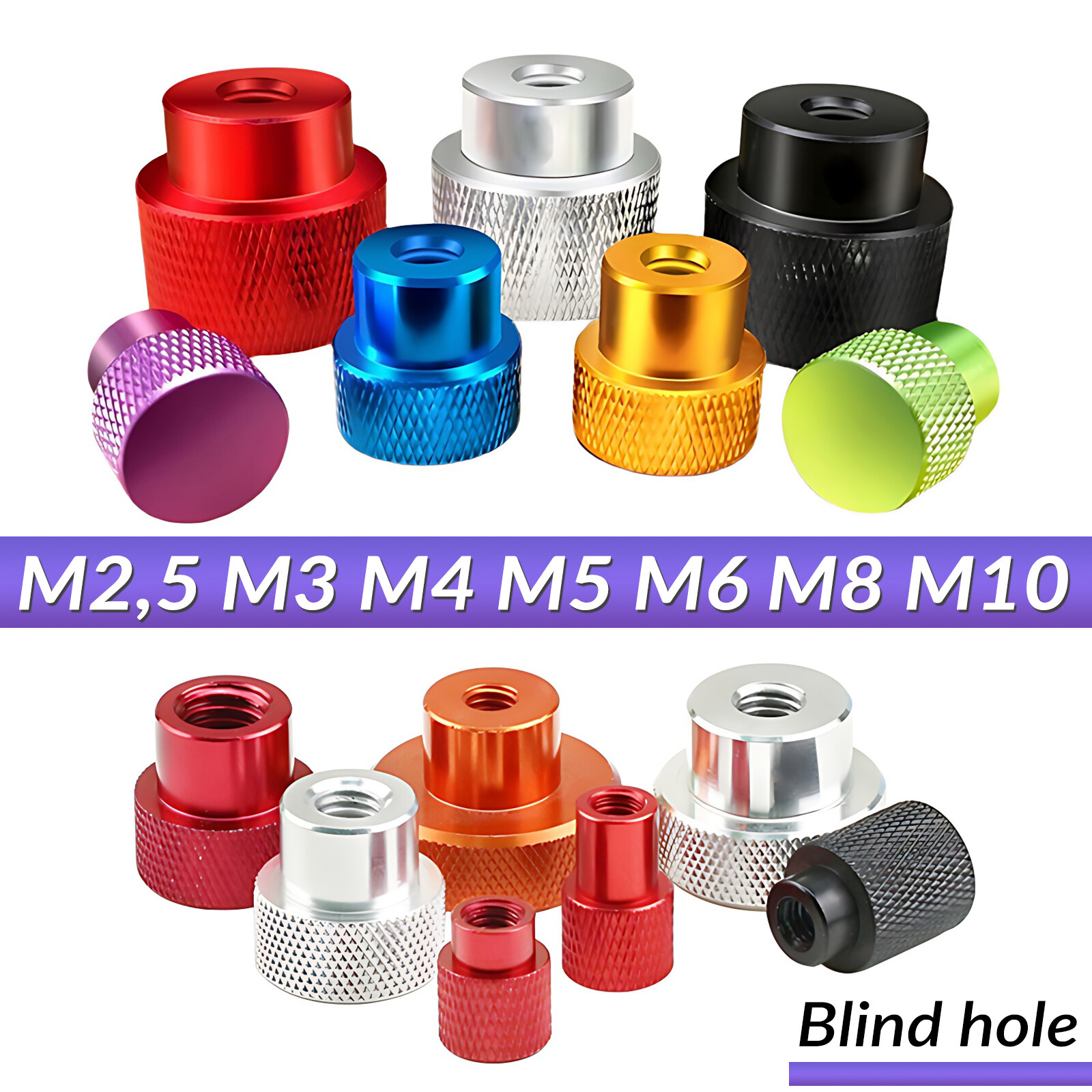 M2.5 M3 M4 M5 M6 M8 M10 ALUMINUM ALLOY HIGH KNURLED THUMB NUTS HAND GRIP KNOBS