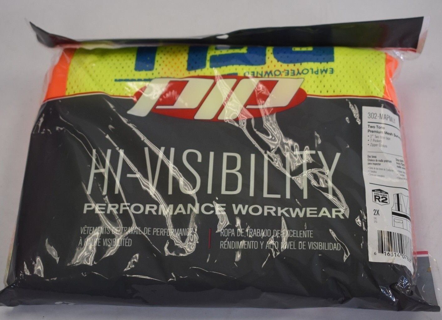 PIP 302-MAPMLY Two Tone Premium Mesh Surveyors Vest Hi-Visibility 7 Pockets 2X