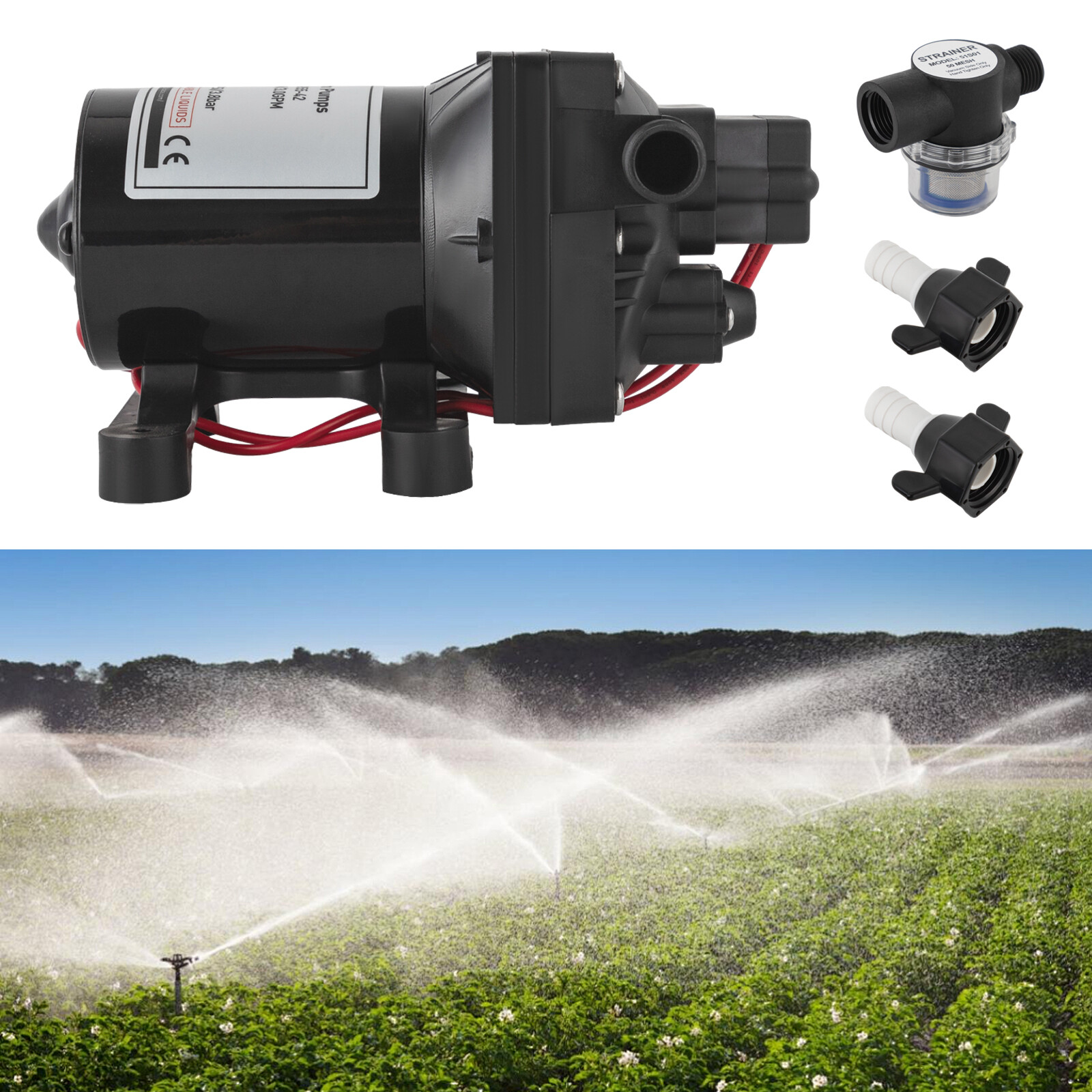 55PSI 24V Booster Self-priming Pump Water Diaphragm Pressure Pump For RV/Boat