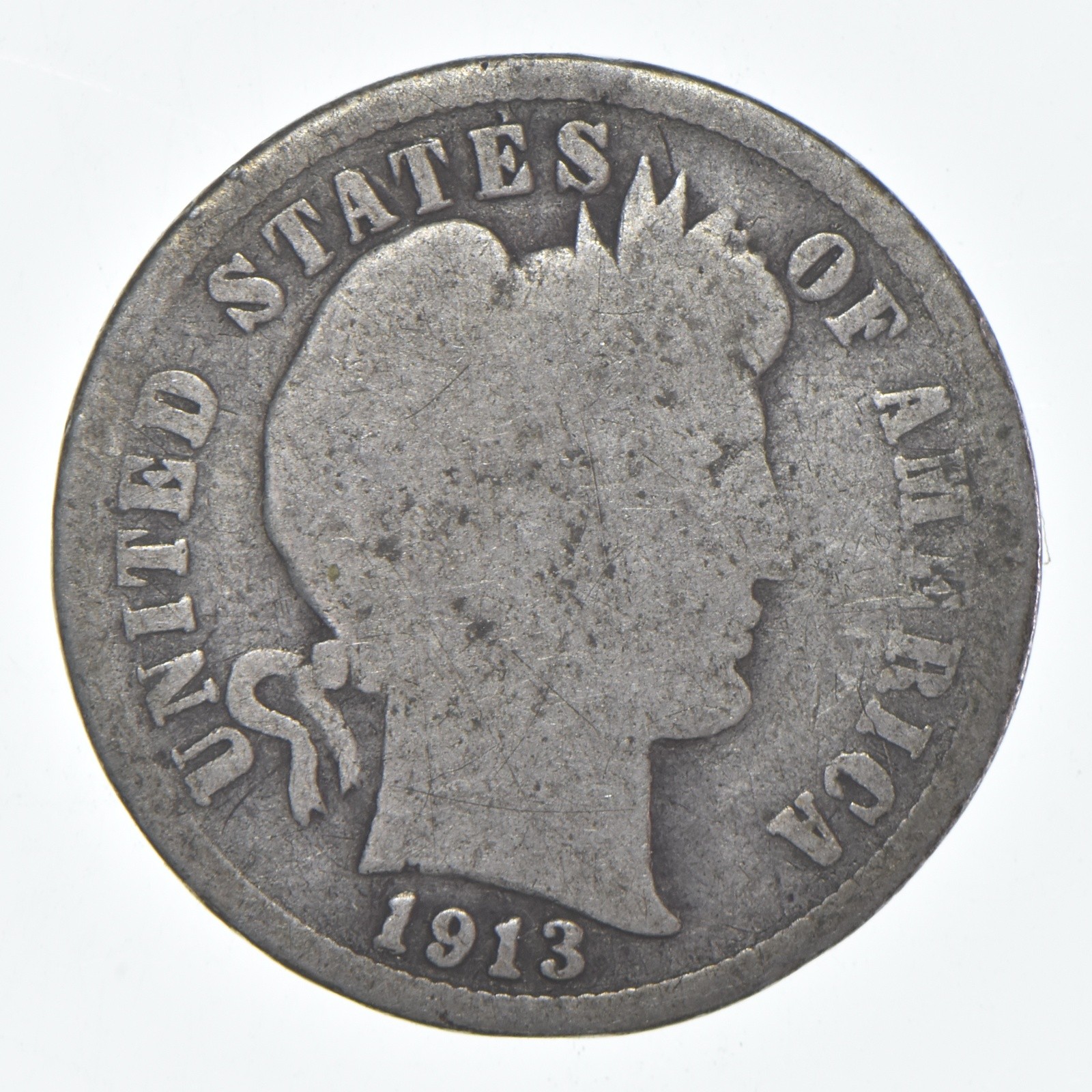 1913-S Barber Dime 90% Silver Average Circ
