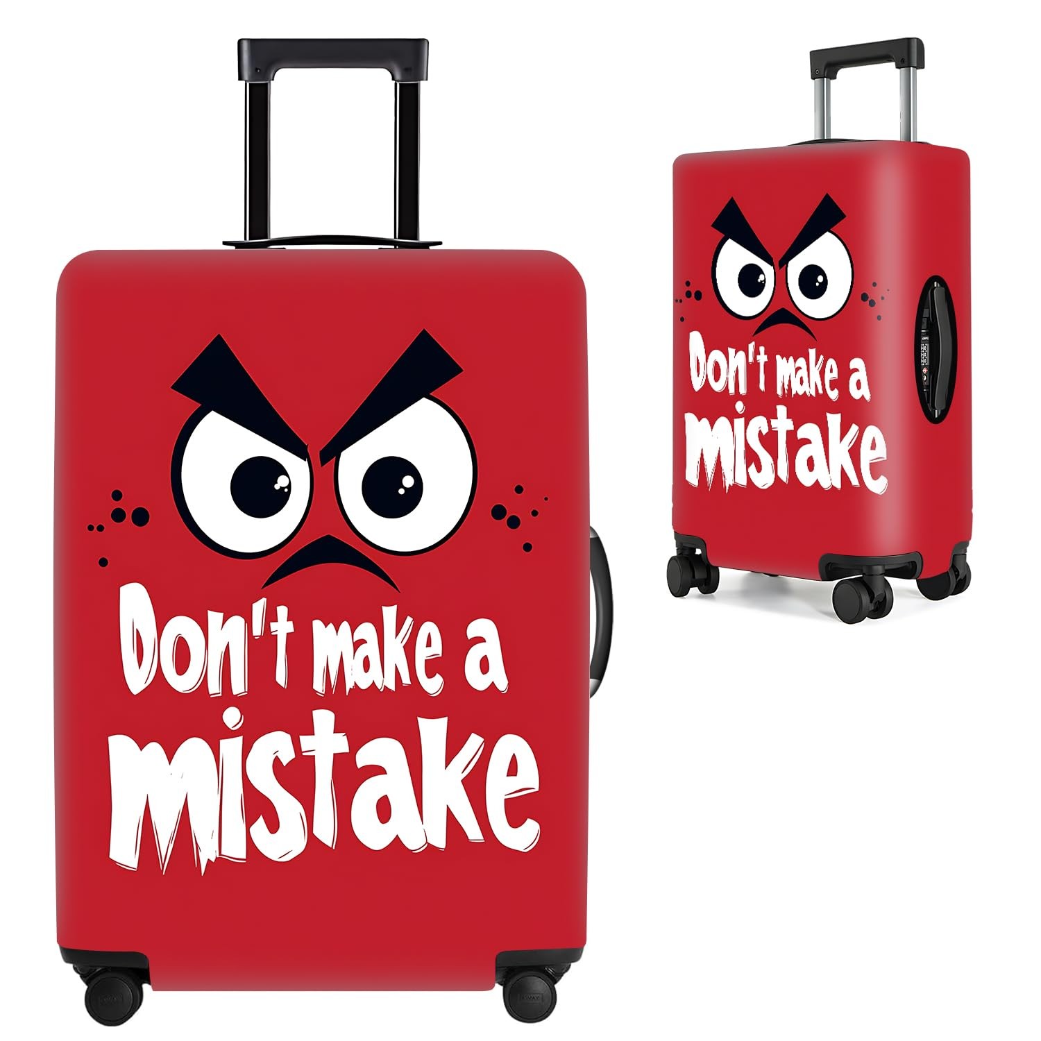 THISFIND Angry Face Luggage Cover - Dont Make a Mistake Funny Suitcase Protec...