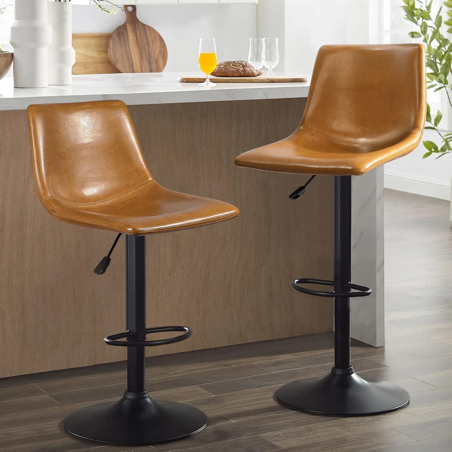 Waleaf Adjustable Swivel Bar Stool Set of 2, 350-pound weight capacity