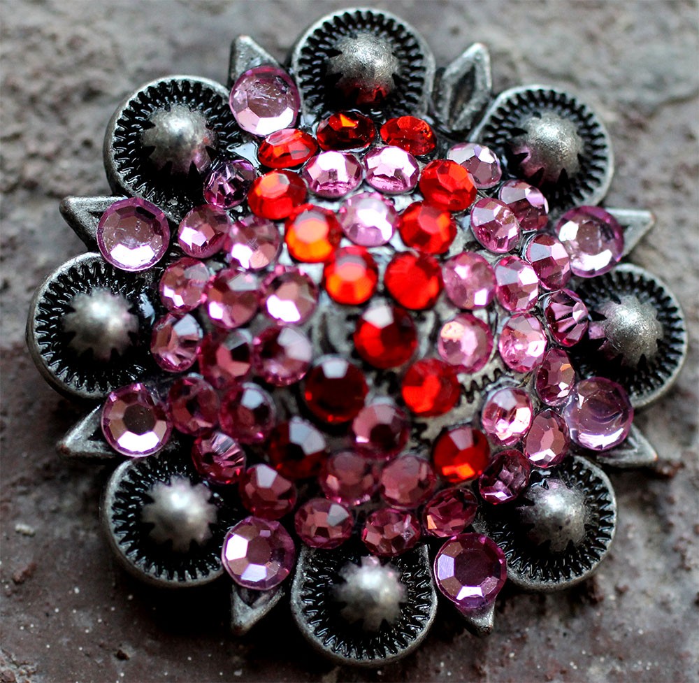 4 Conchos Rhinestone Horse Saddle Western Rodeo Bridle Berry Pink CO114