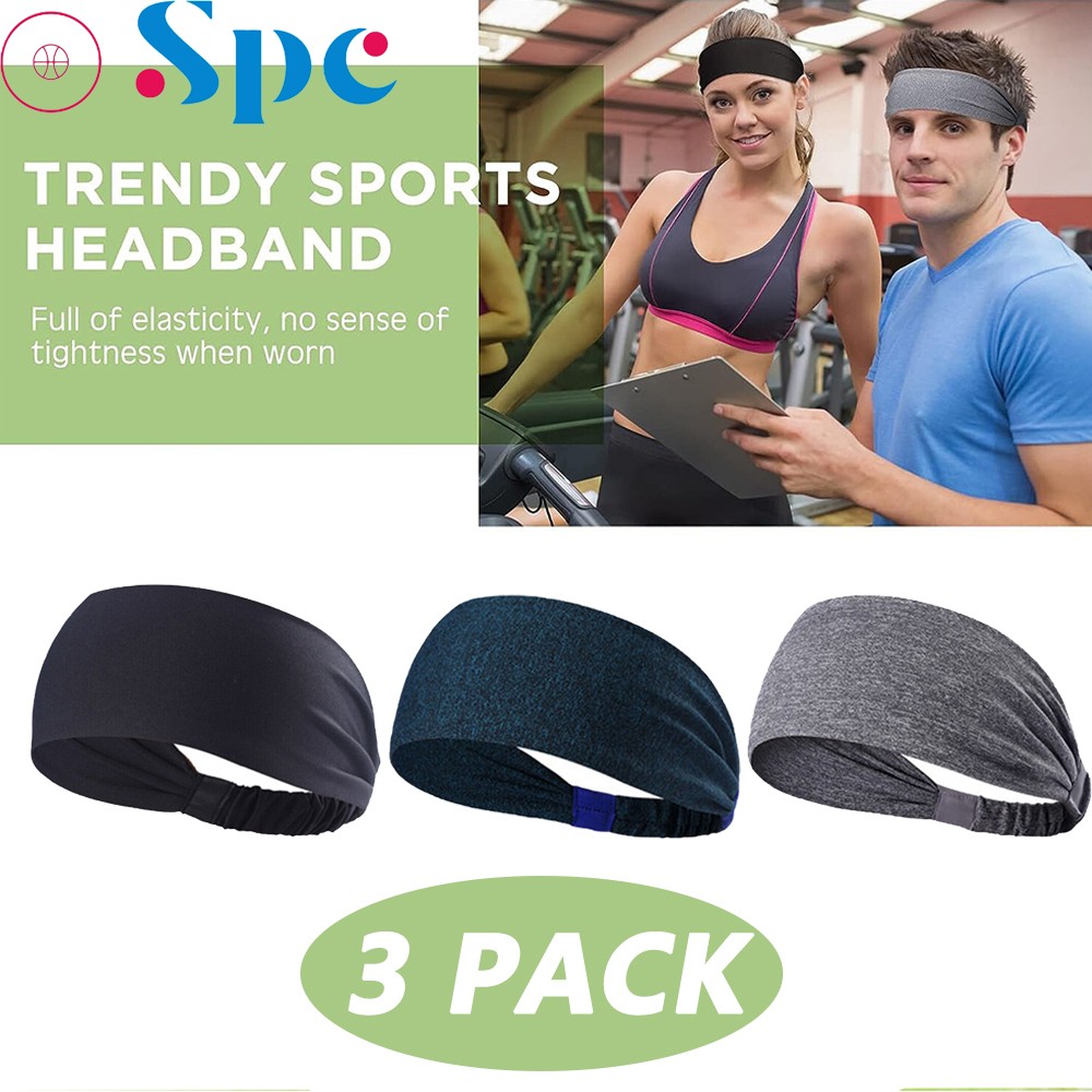 3PCS Men Women Stretch Headband Anti-Sweat Non-Slip Running Yoga Sport Sweatband