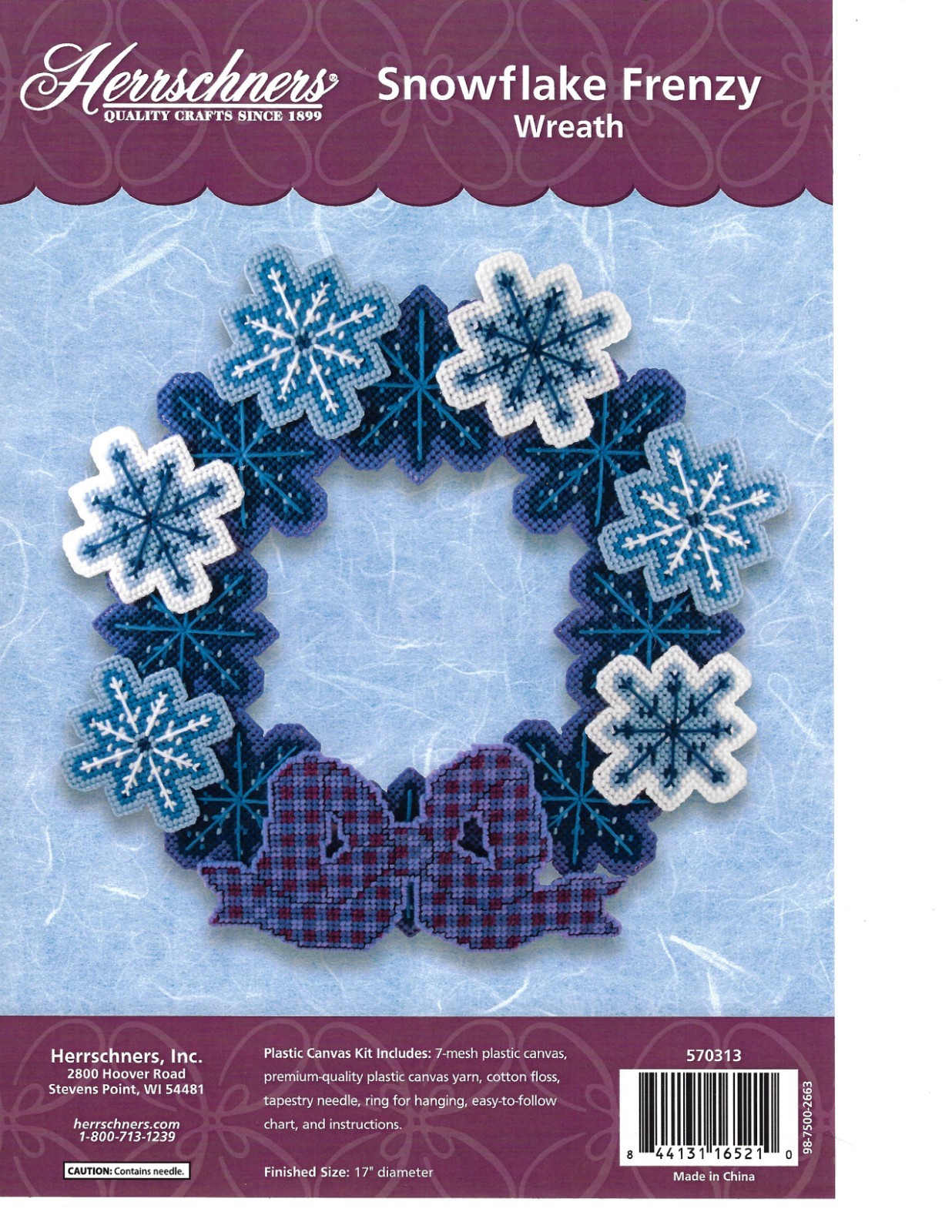 SNOWFLAKE FRENZY WREATH WALL HANGING   plastic canvas  PATTERN (#TF0603)