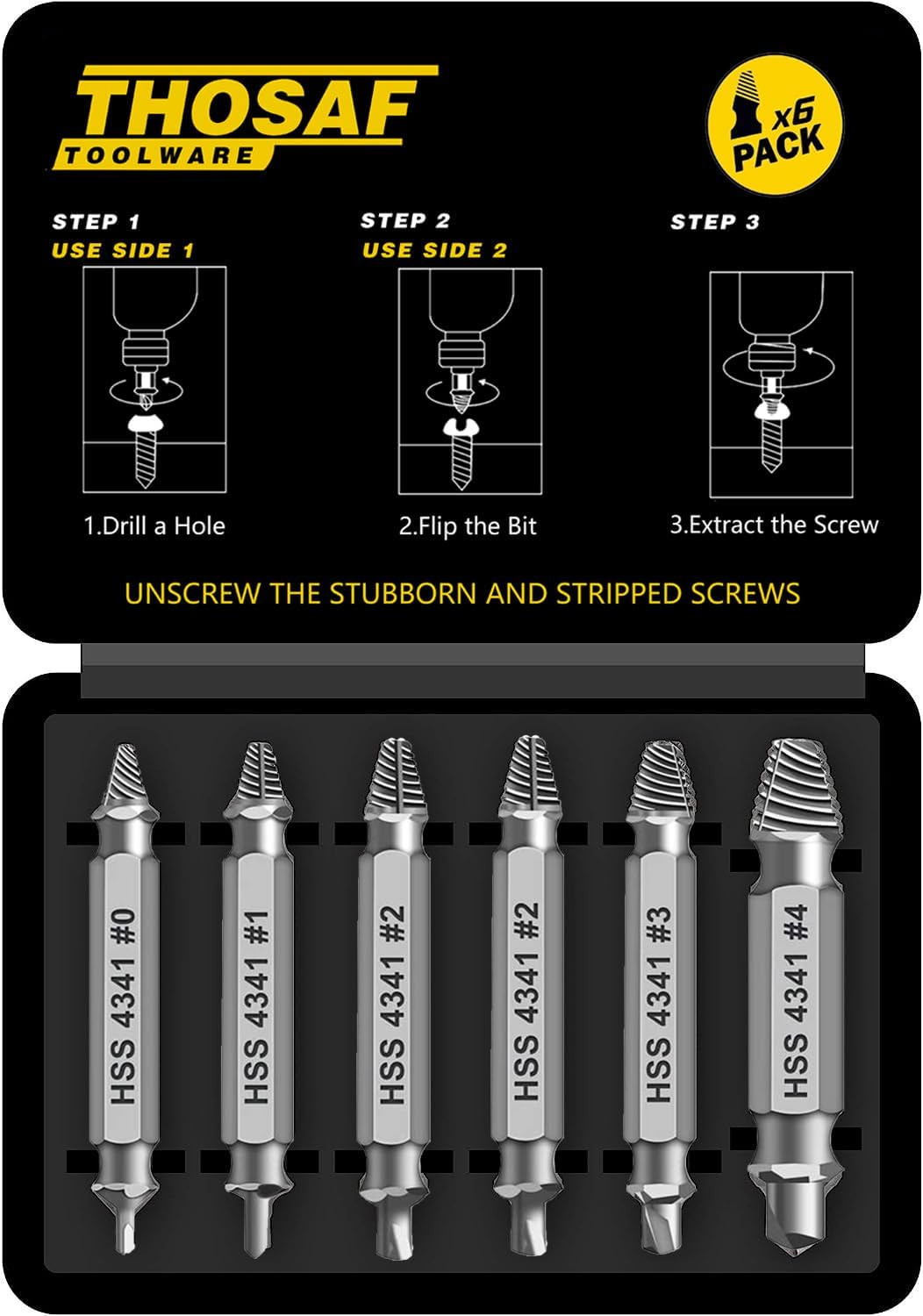 Damaged Screw Extractor Set - Stripped Bolt Remover Tool Kit - Gift for Dad Men