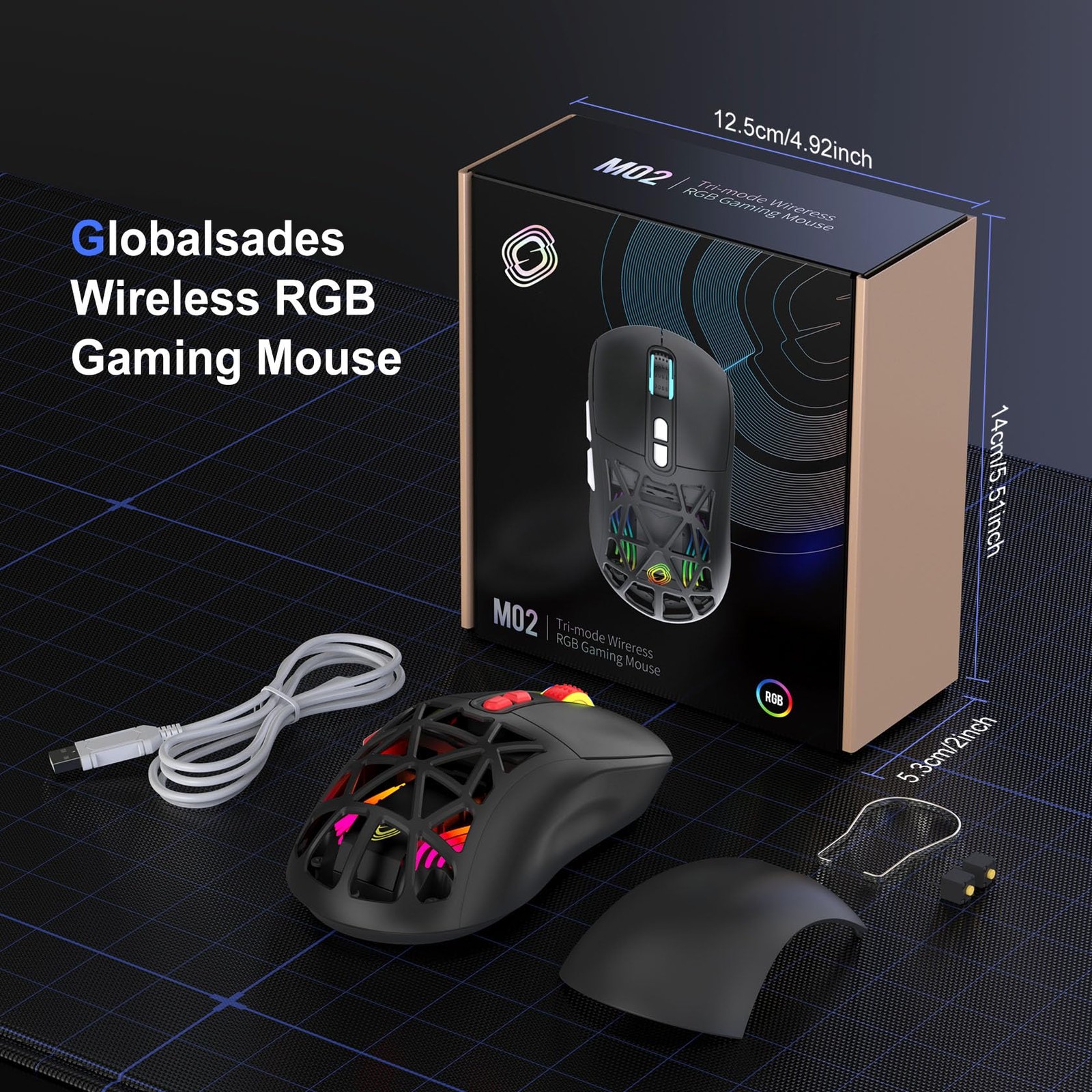 Wireless Gaming Mouse, RechargeableandRechange Shell,RGB Programmable Macro M...