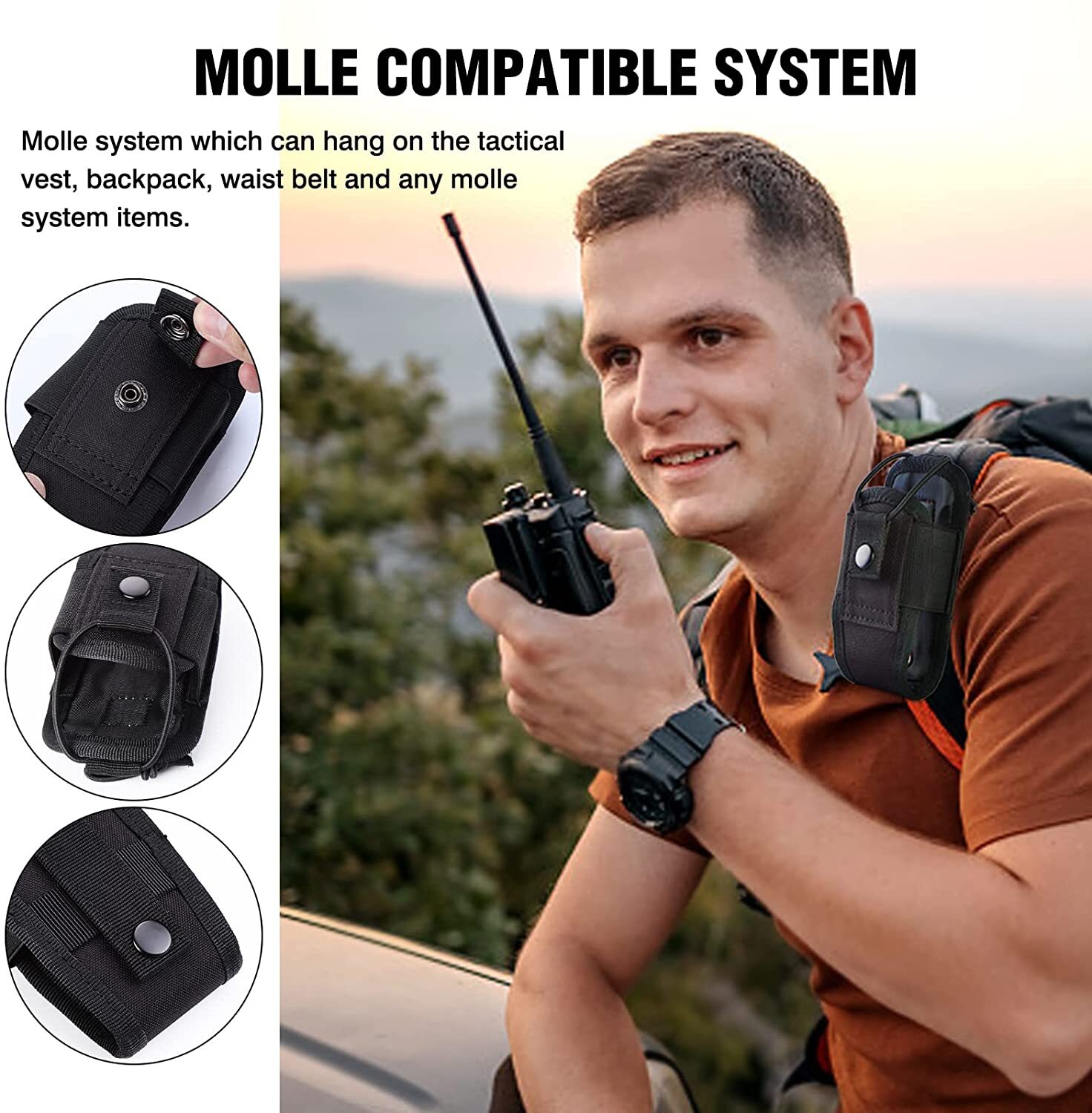 Tactical Molle Radio Walkie Talkie Pouch Waist Bag Outdoor Holder Pocket Holster