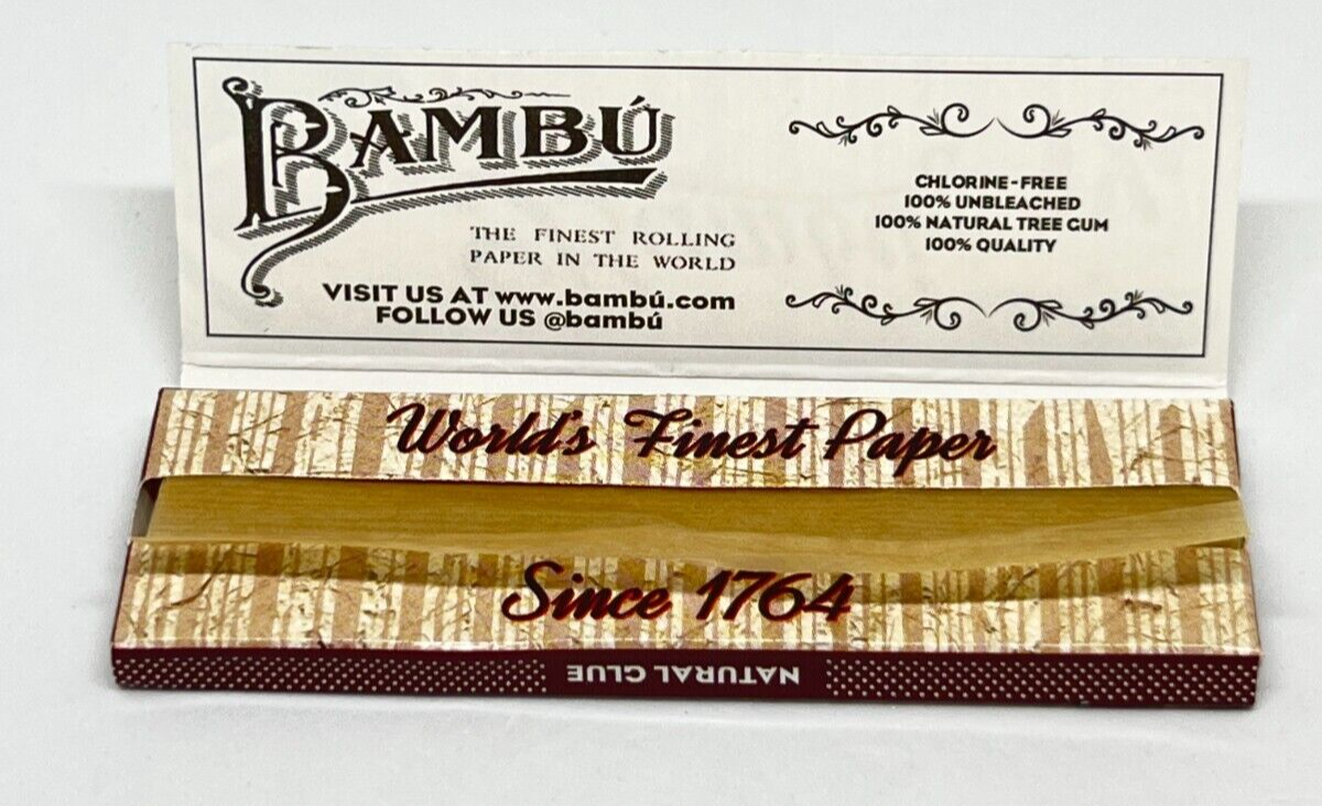 Bambu Natural Cigarette Rolling Papers 1 1/4 25 Booklet Display Box