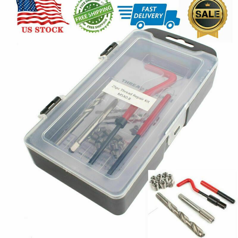 Metric Thread Repair Tool Insert Kit M5 M6 M8 M10 M12 M14 Car Pro Coil w/ Box US