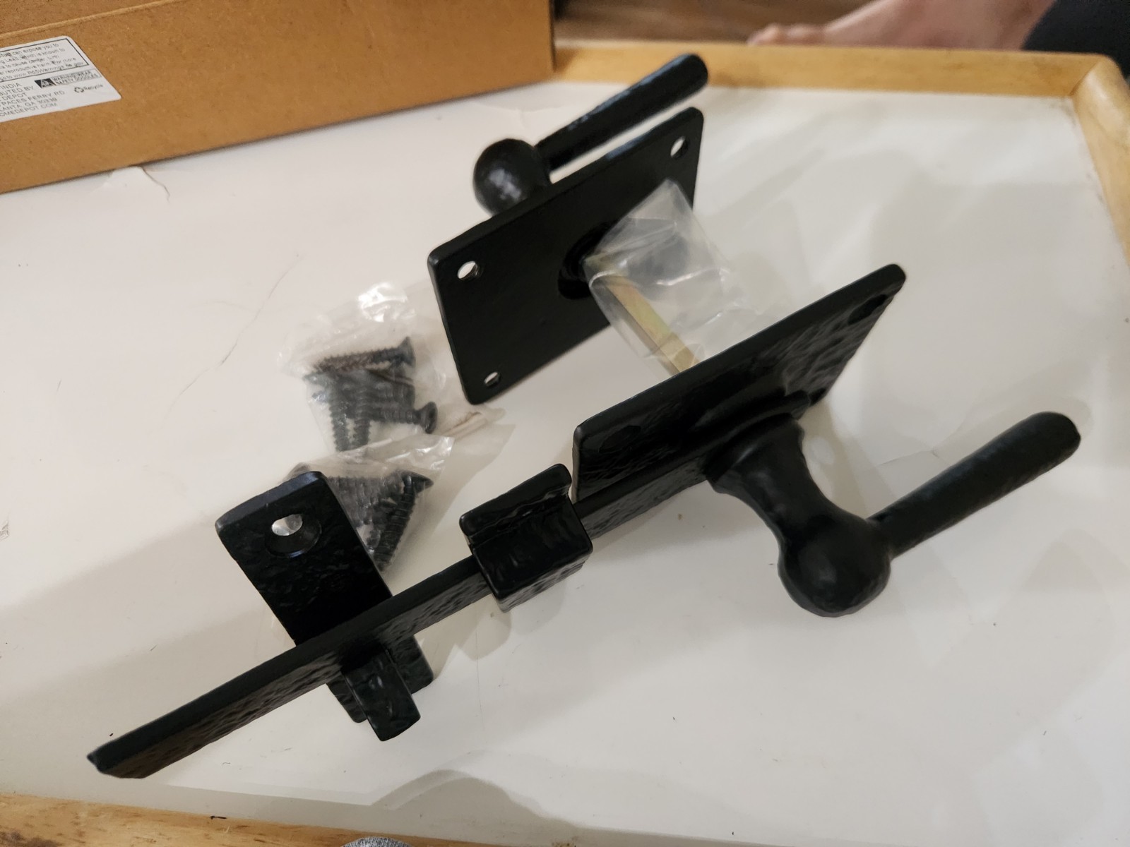 12 in. ANTIQUE PATINA SATIN BLACK GATE Door Lever Drop Bar Latch BARN LATCH
