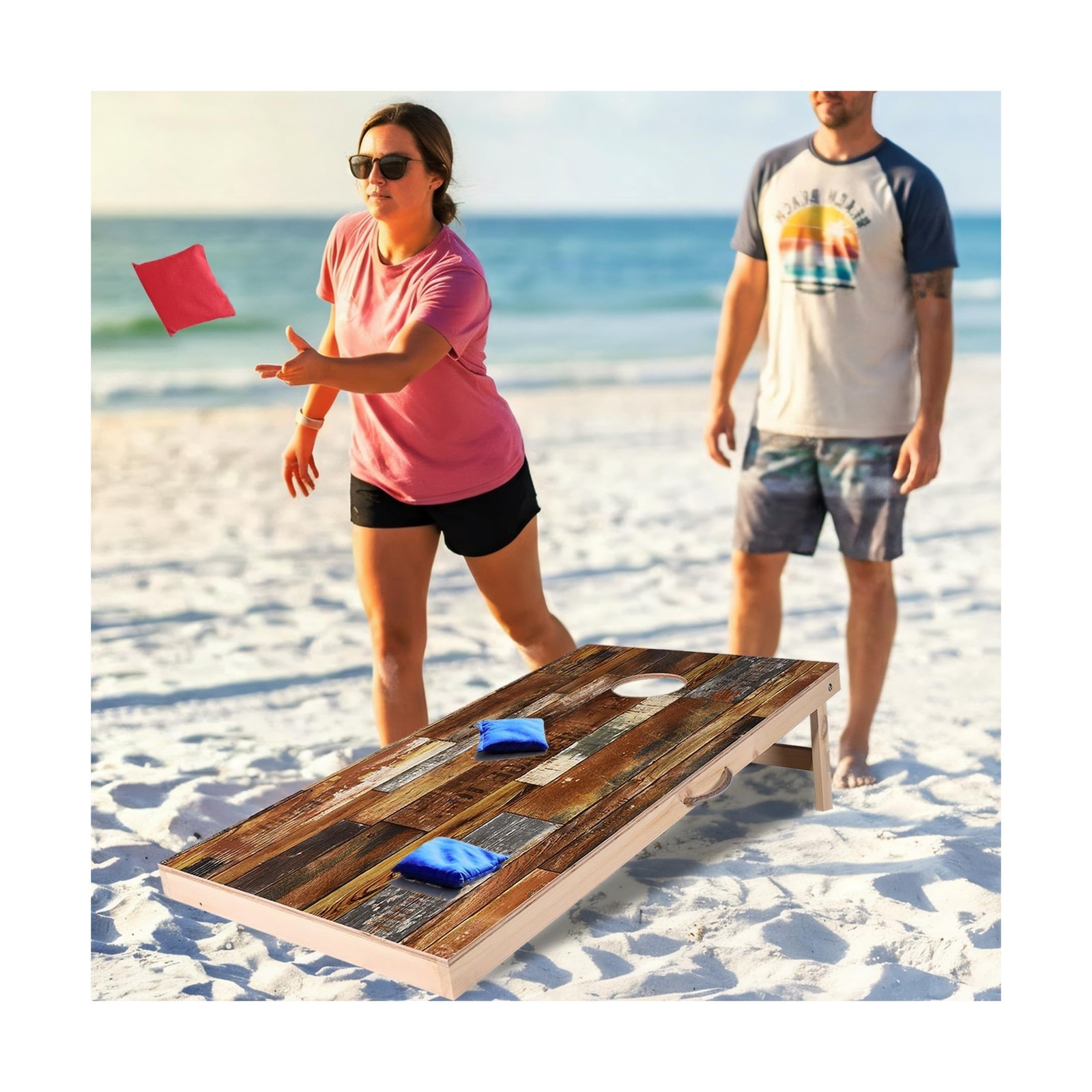 Sportdo 4x2 ft Solid Wood Cornhole Set with 8 Bean Bags, Regulation Size Corn...