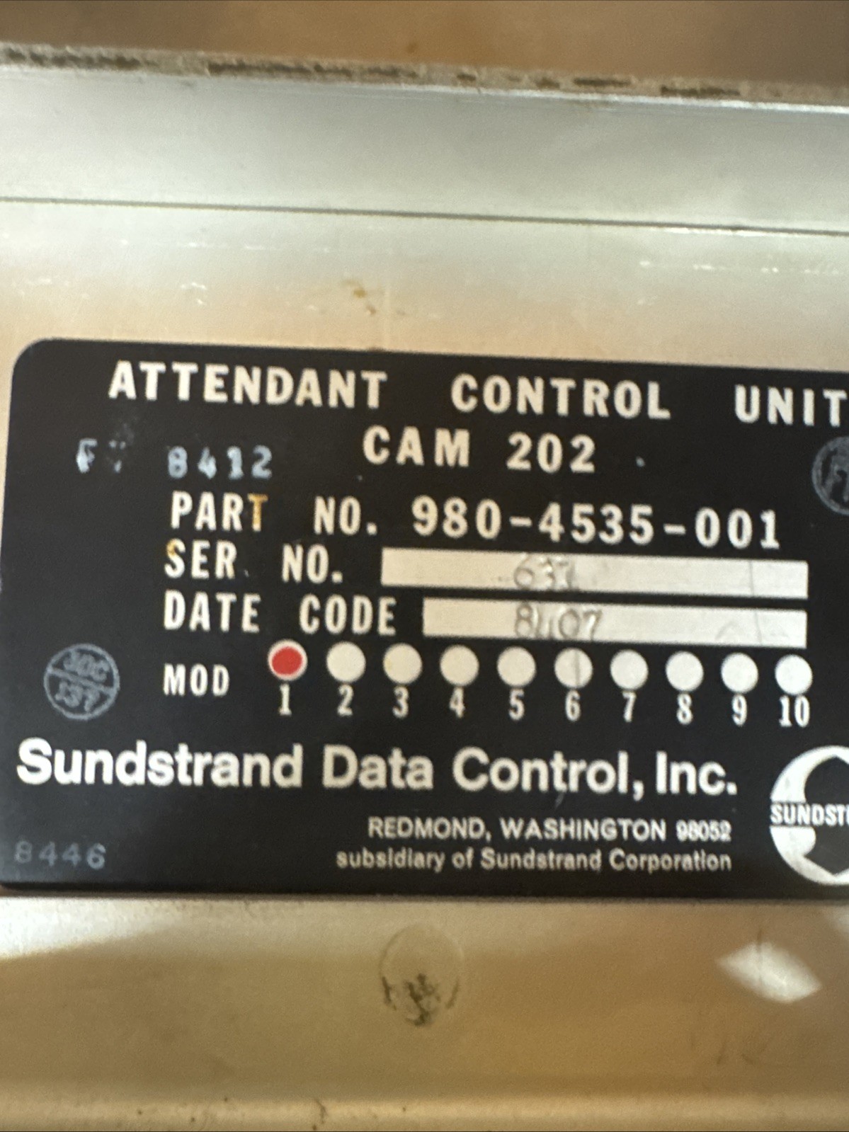 Vintage Airbus A300 Flight Attendant Communication Control Panel bin29