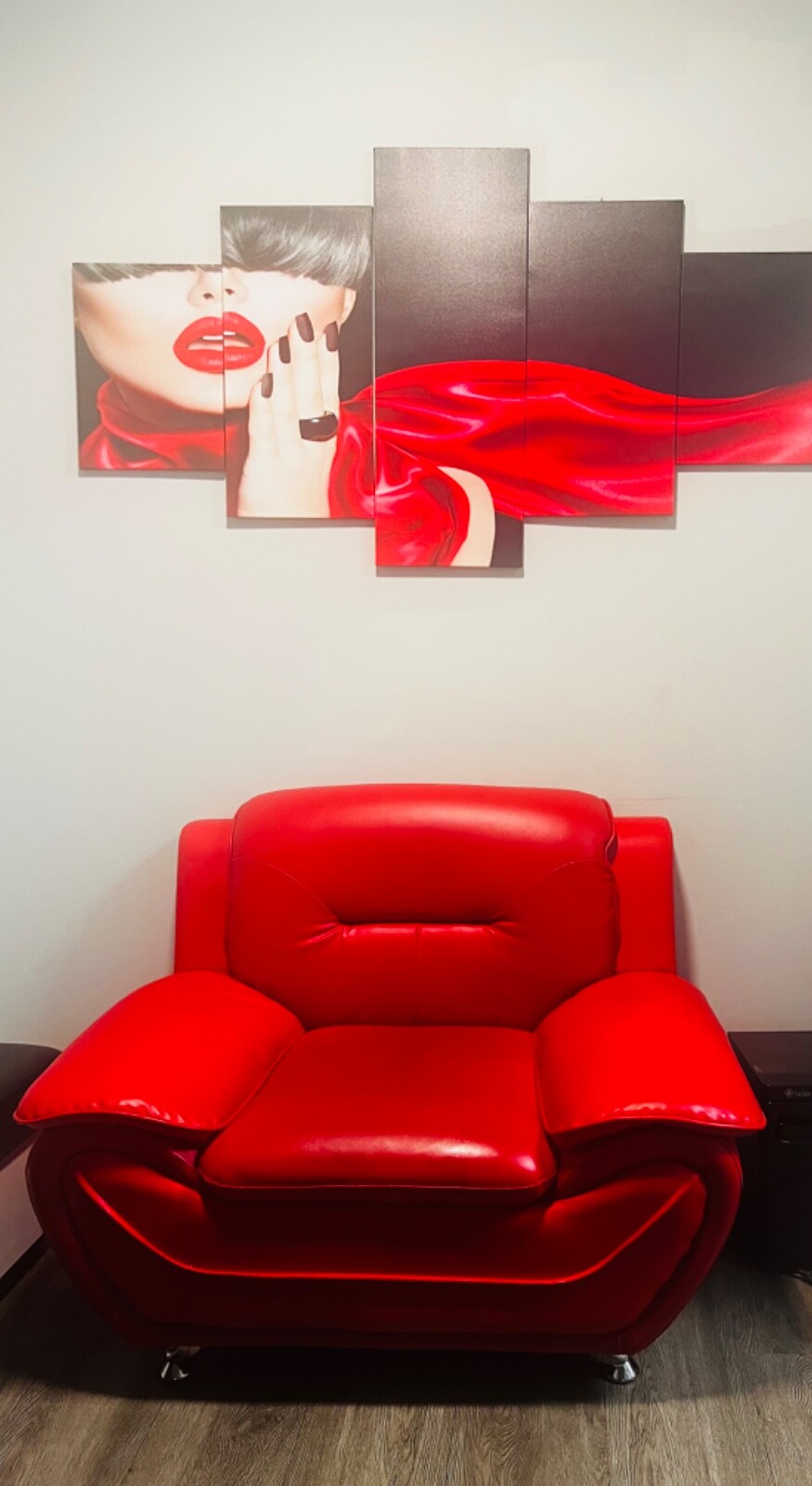 US Pride Furniture Sanuel 47.3 Wide  faux leather red chair 