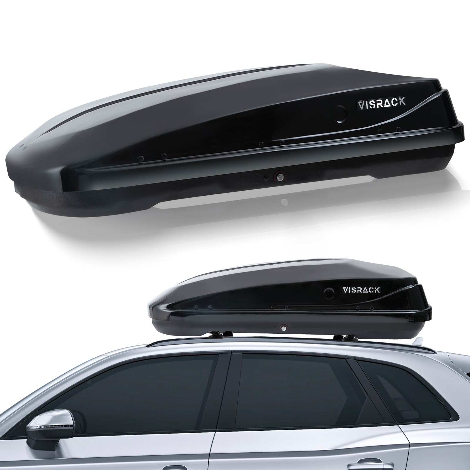13 Cu. Ft. Rooftop Cargo Box Luggage Carrier w/ Keys, Dual-Side Opening, Black