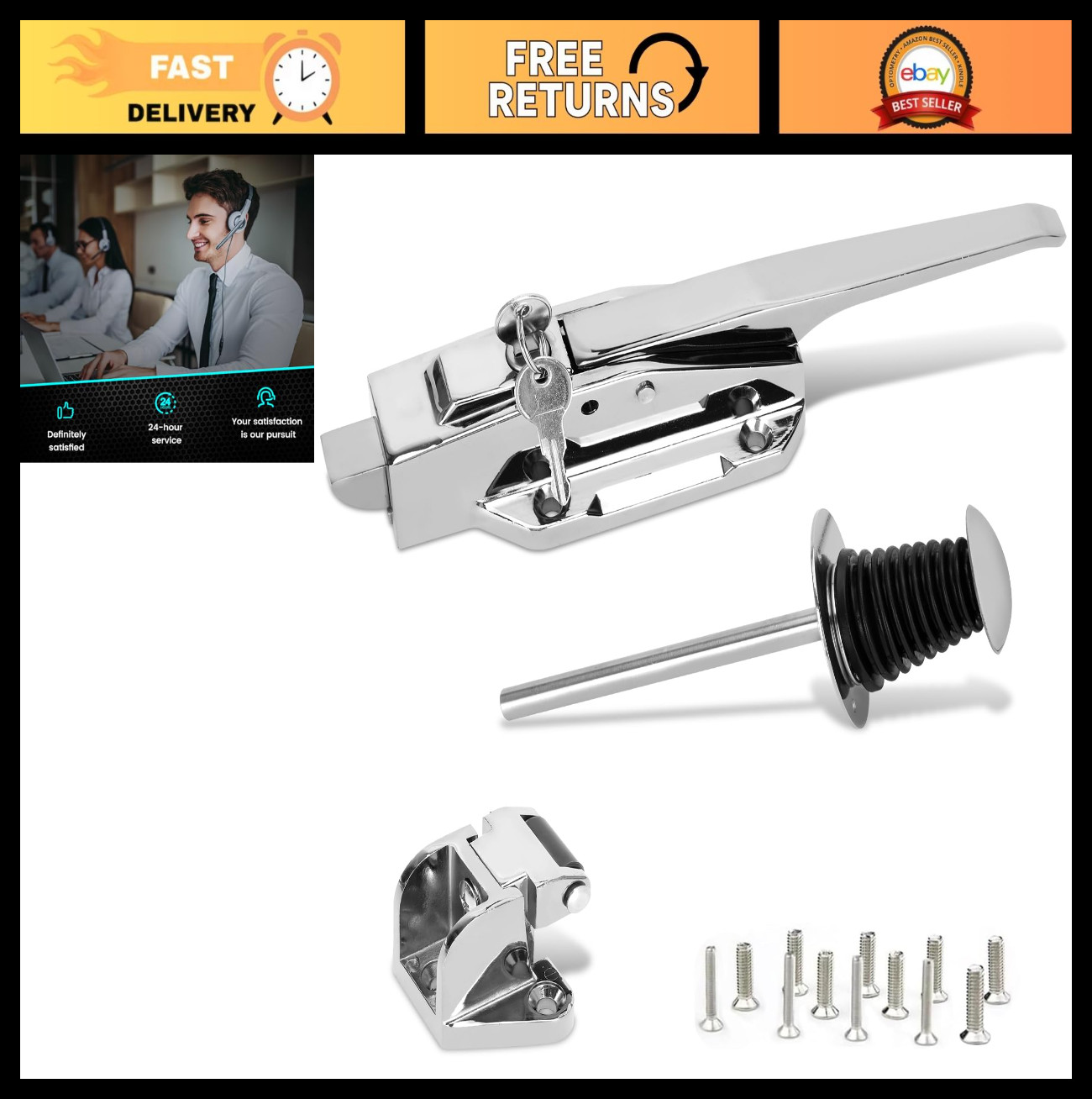 Complete Latch Kit for Walk-In Cooler Door Handle - Heavy Duty, Easy Install