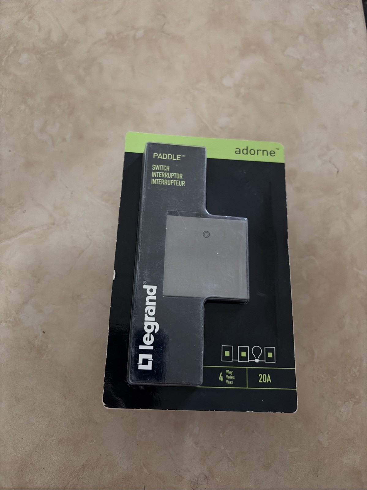 New Legrand ASPD2032M4 Adorne Paddle Switch  20 Amp - 1 / 3 Way Magnesium Finish