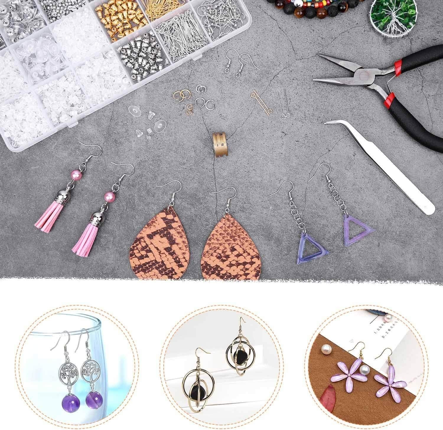 Earring Making Kit with Earring Hooks Findings, Earring Backs Posts, Jump Rin...
