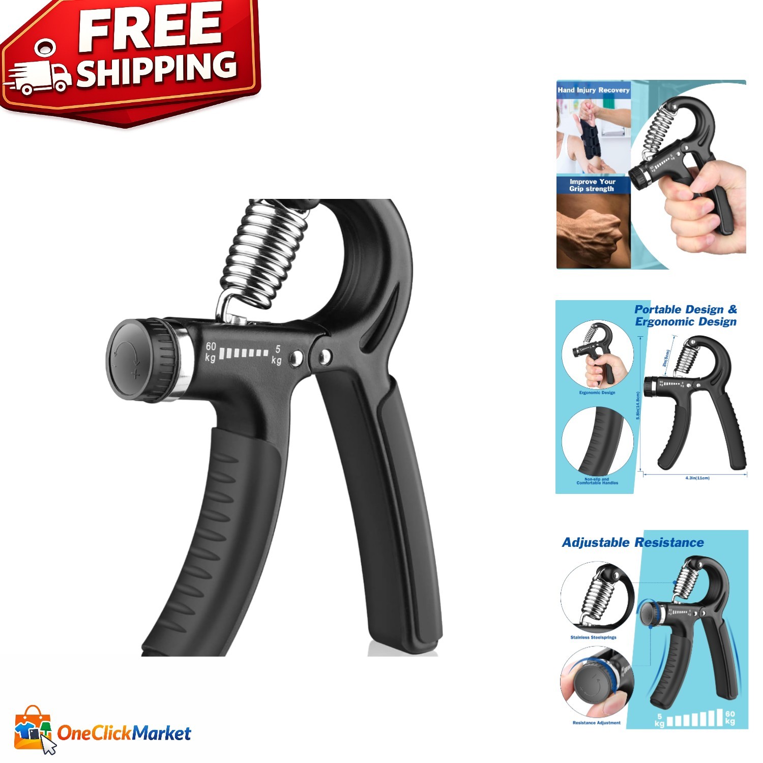 Compact and Durable Hand Grip Trainer - Adjustable Resistance for All Levels