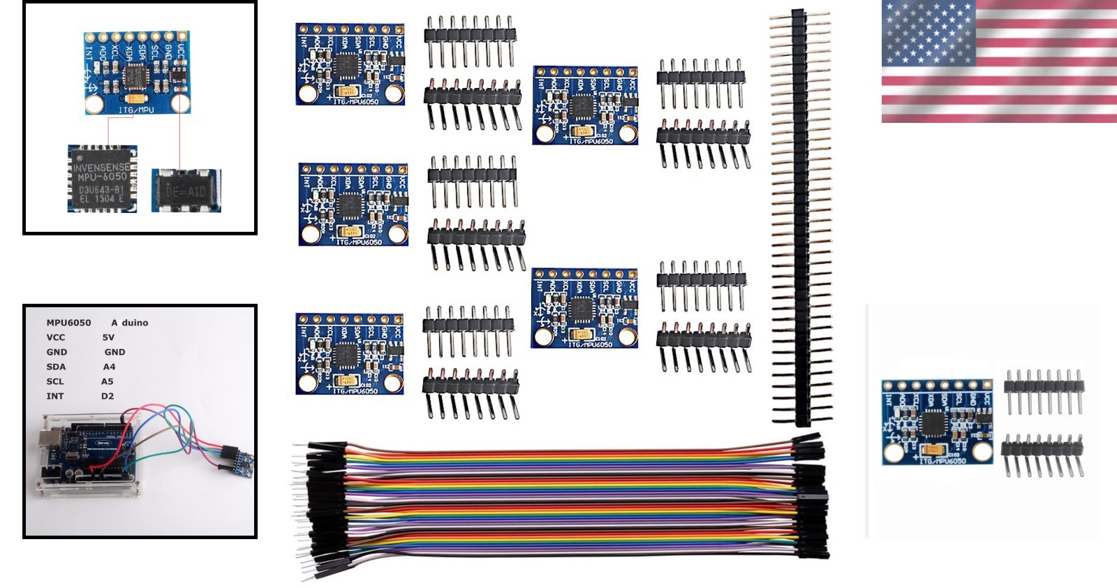 5PCS MPU-6050 3 Axis Gyroscope Accelerometer Sensor for Arduino Projects
