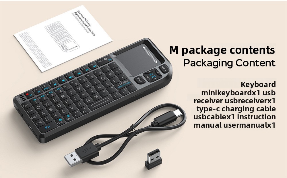 NEW-K808V2 Mini Wireless Keyboard Touchpad 2.4G/Bluetooth Laser Pointer