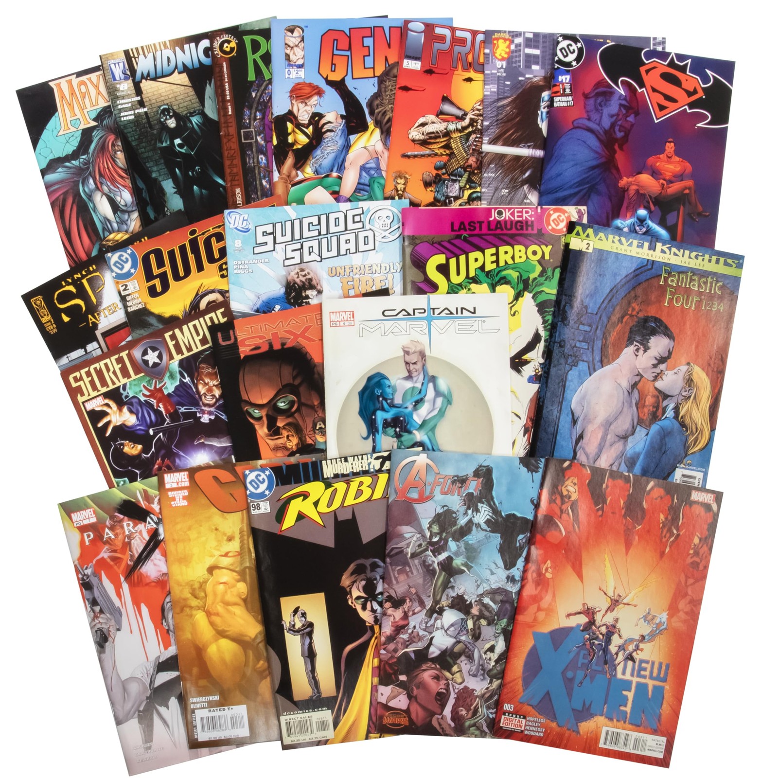20 Assorted Comic Book Collection- Evenly Split 6.625 x 10.25 inches, Black