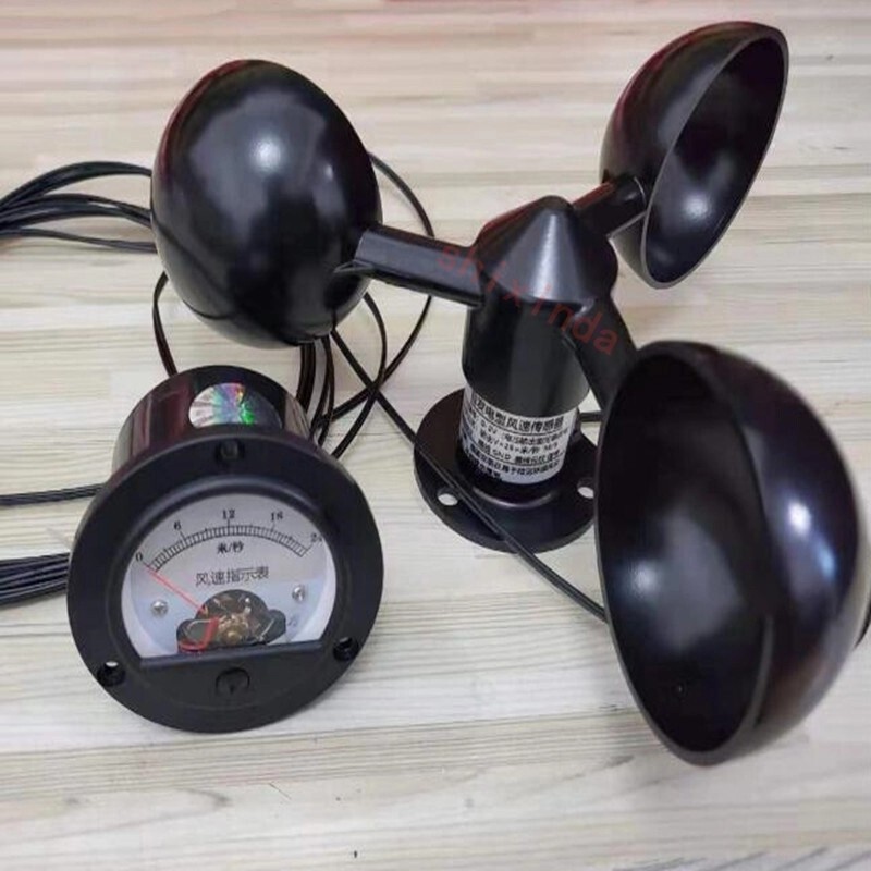 Wind Speed Sensor With Three Cups Wind Speed Measurement Pointer Display