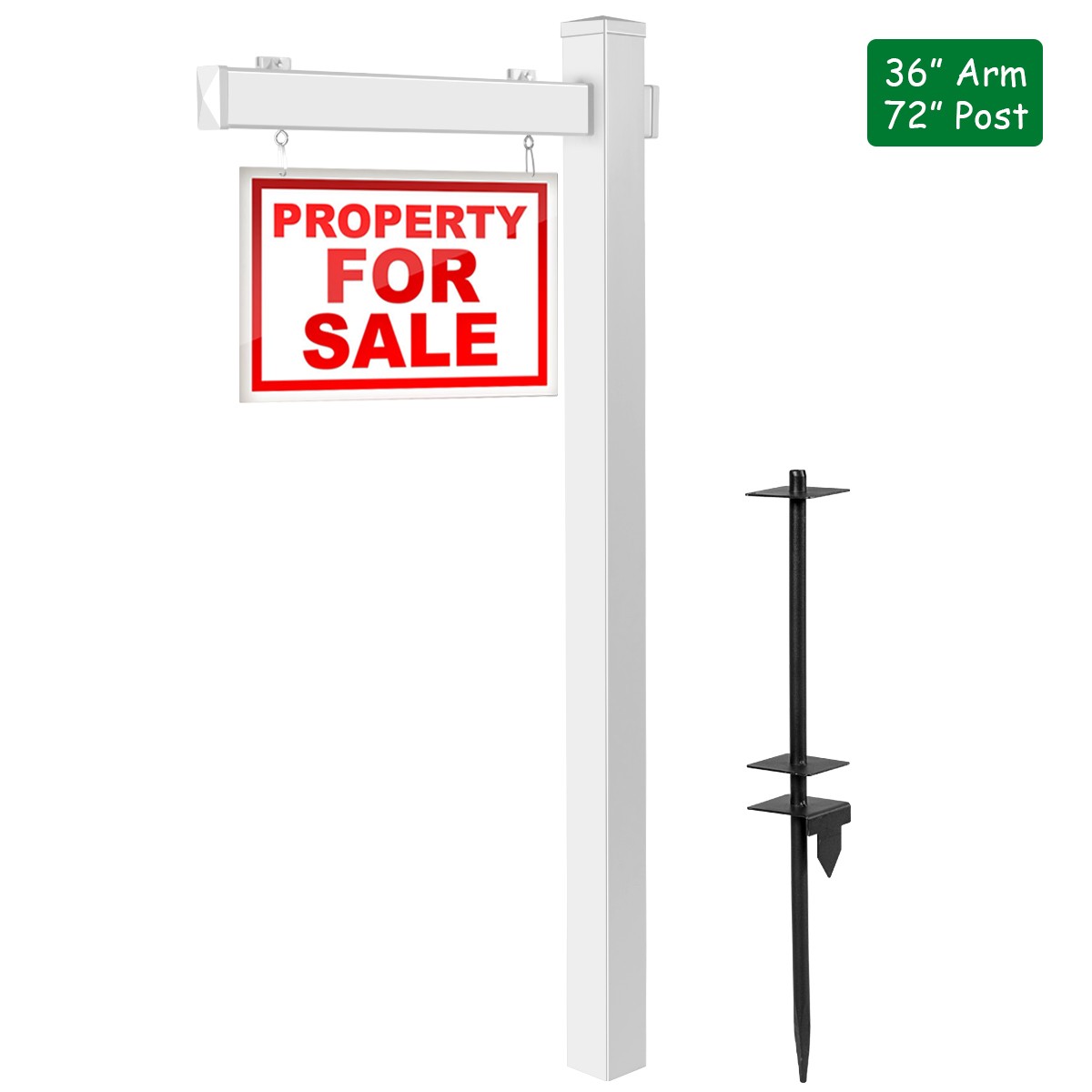 6' UPVC Real Estate Sign Post Open House Yard Garden for Sale White W/Stake