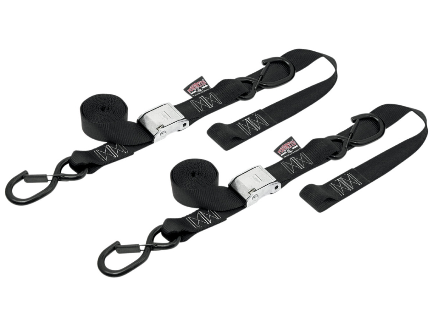 Powertye 29622-S 1.5" Cam Buckle w/safety-Latch Hooks & Black Soft-Tye