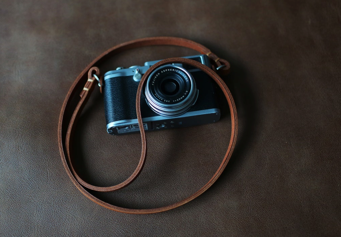 10mm thick brown leather handmade camera neck shoulder strap | windmup