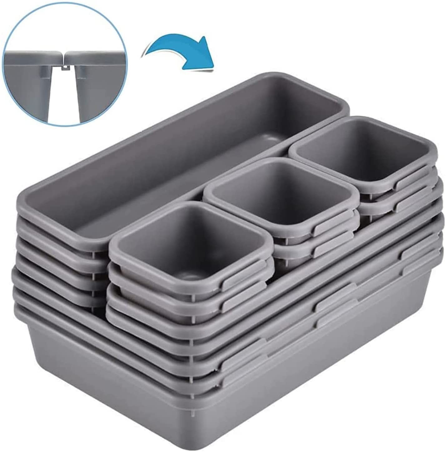 Kutesna 15 PCS Interlocking Desk Drawer Organizer Separator for Office,Bathro...