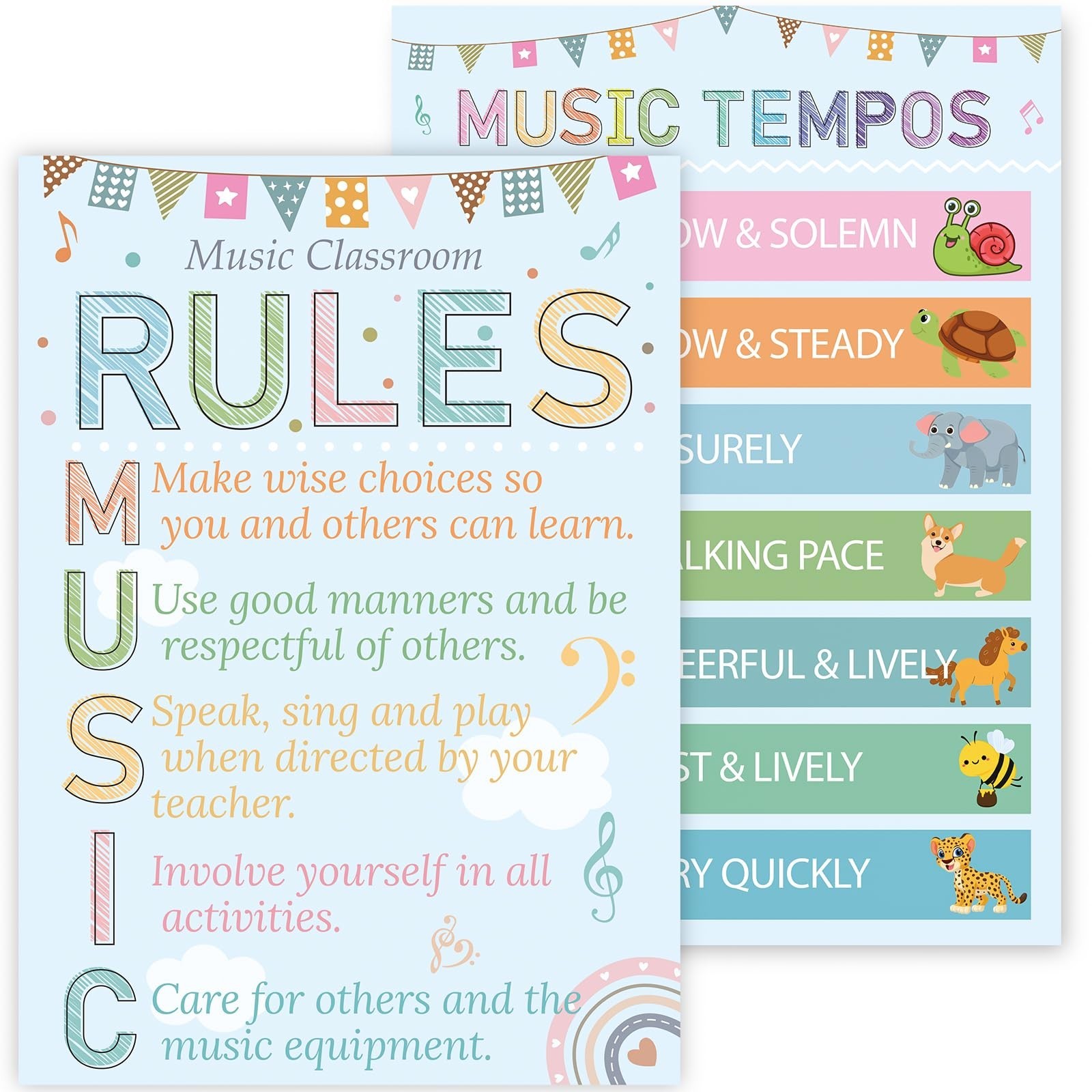 Music Classroom Rules Posters Set of 2 for Classroom Decorations, Back to Sch...