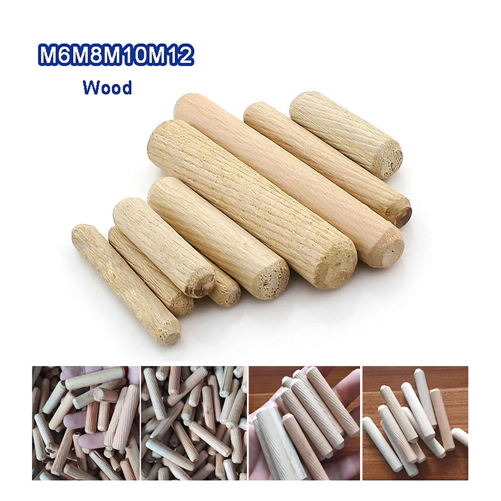 6/8/10/12mm Wooden Dowels Craft Sticks Hardwood Fluted Pins Wood Dowels Birch