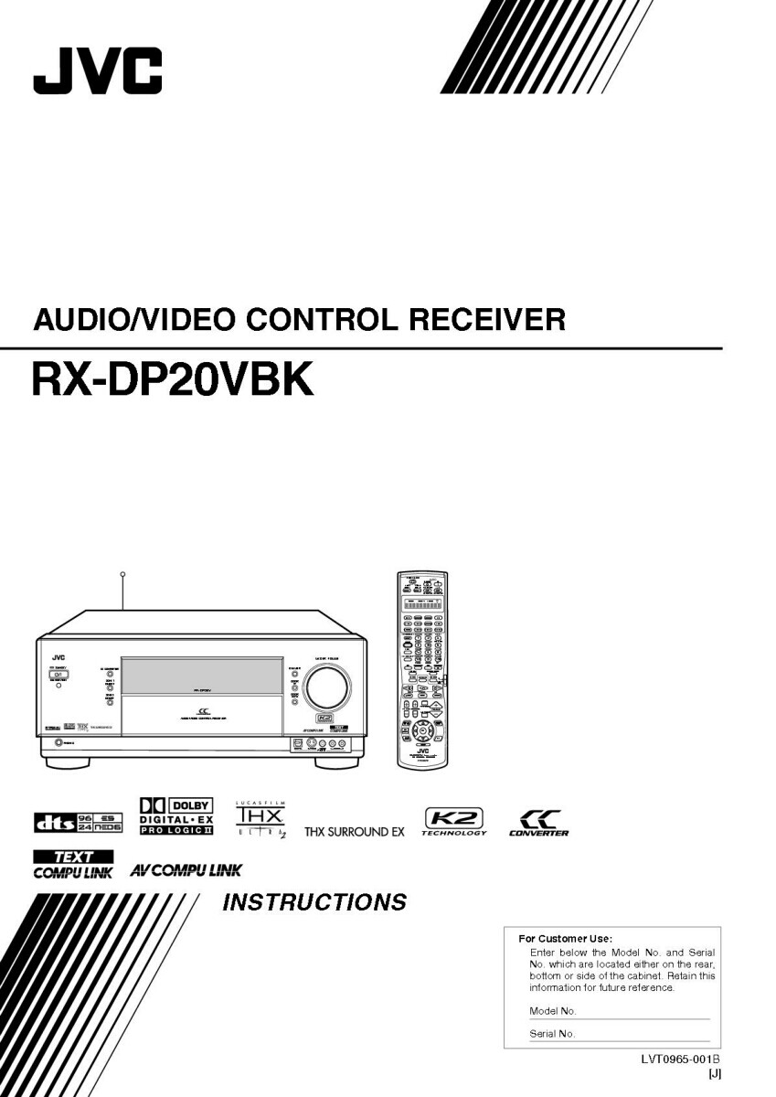 JVC RX-DP20VBK Receiver Owners Instruction Manual Reprint