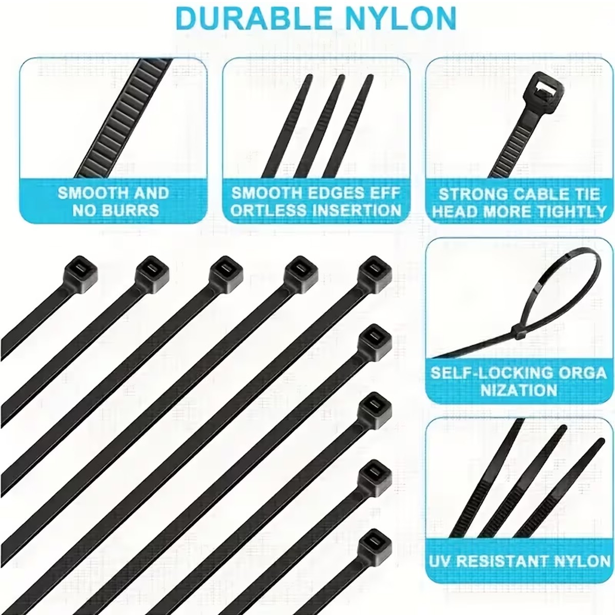500pcs Zip Ties Cable Zip Ties Heavy Duty Plastic Self-Locking Nylon Cable Ties