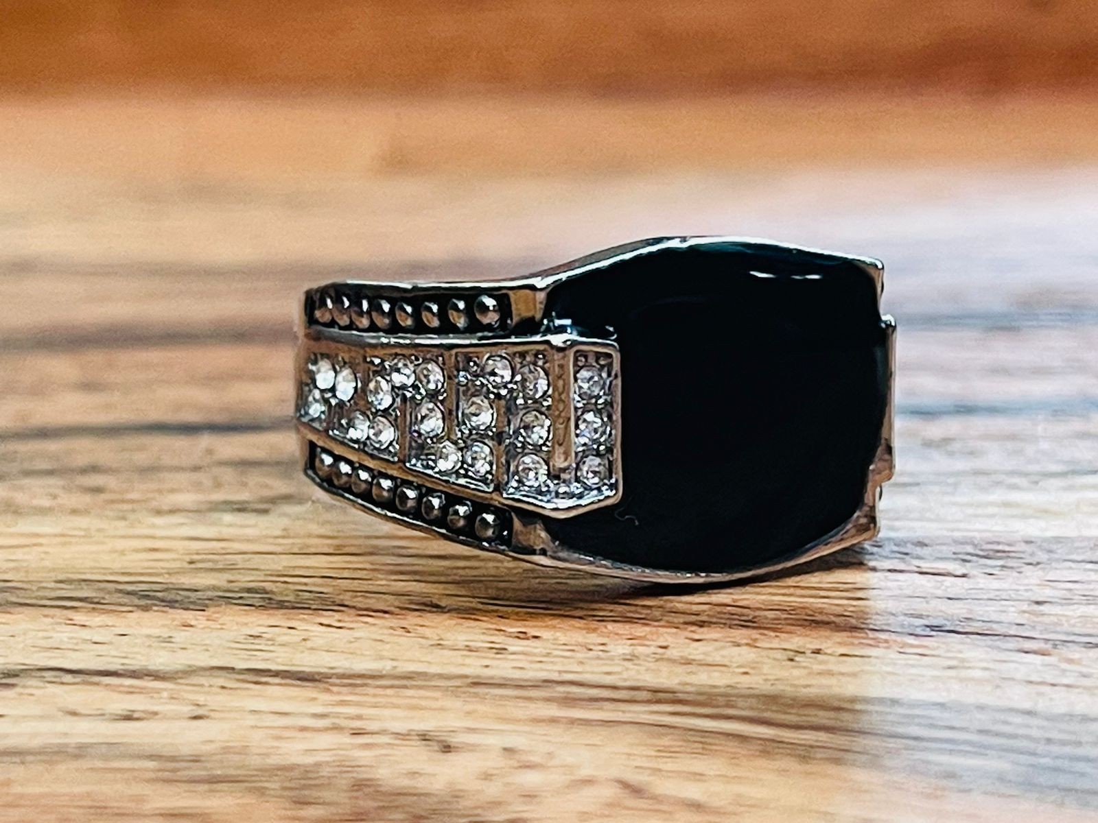 Classic black stone ring/yu47