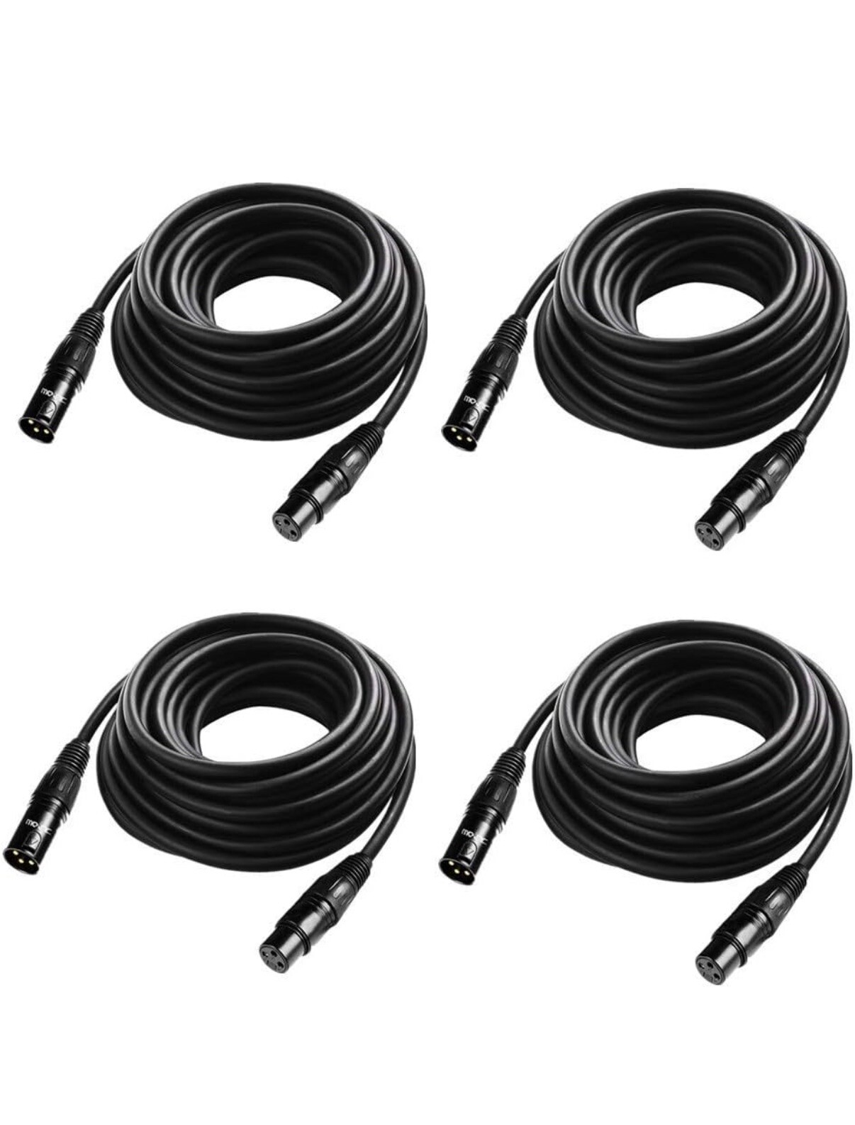 25 ft  JLPOW Gold-Plated 3 Pin Signal XLR Male to Female Cable (4-pack)