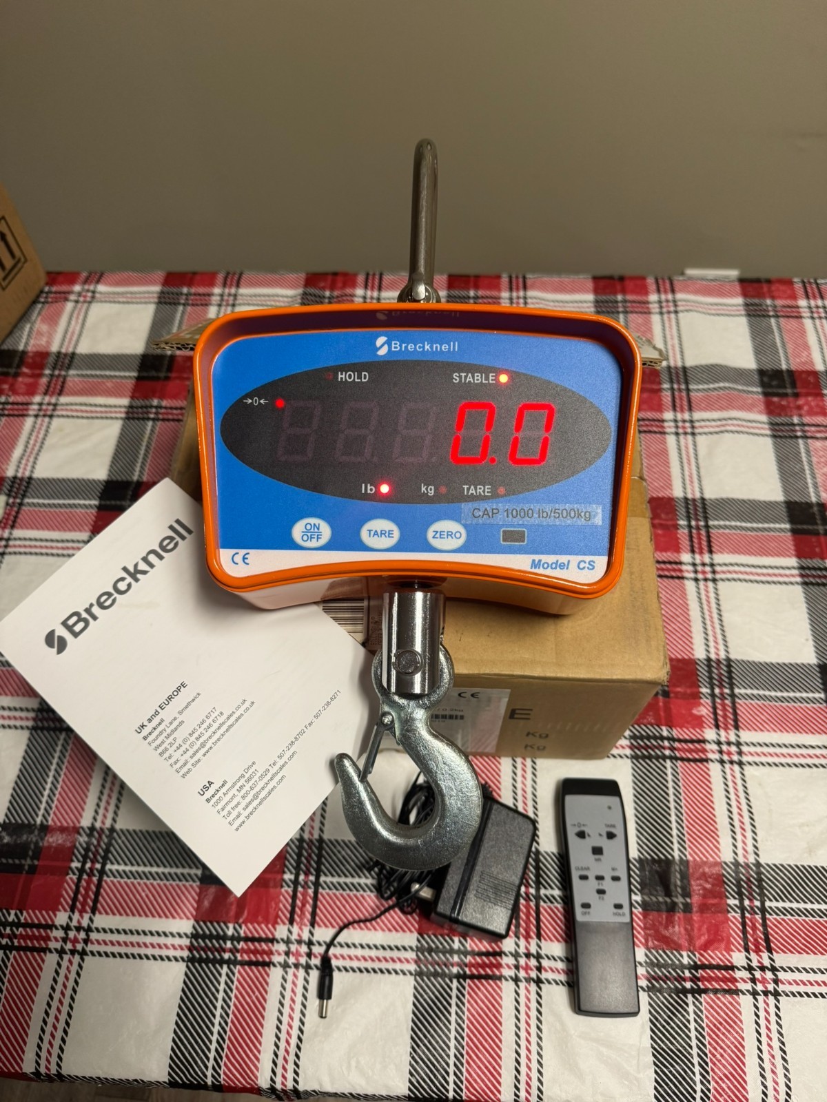 Brecknell CS1000 Electronic Crane Scale 1000 LB Capacity W/ Remote Control