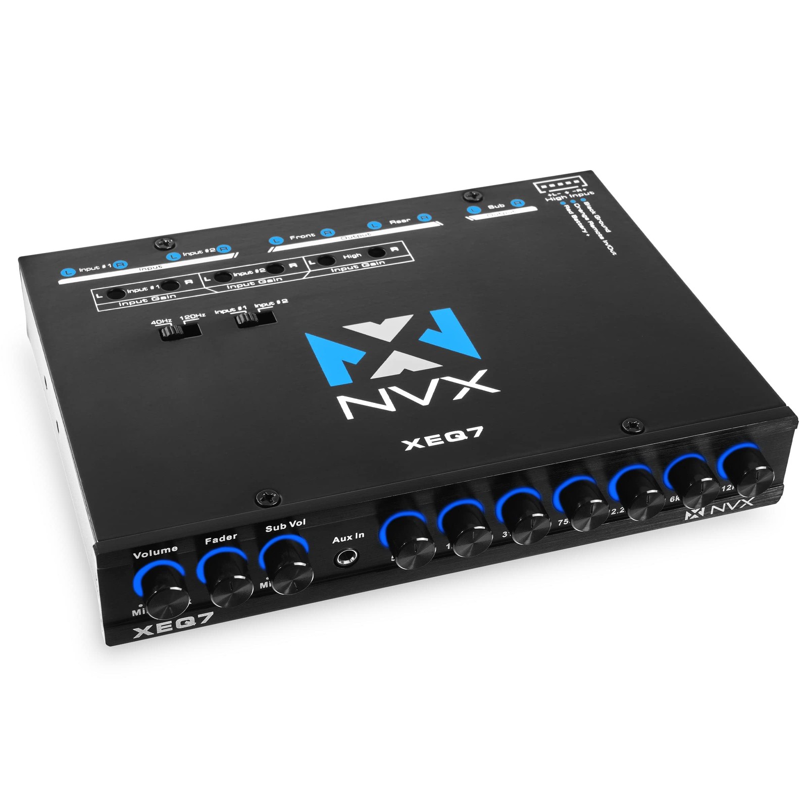 NVX 7-Band XEQ7 Graphic Equalizer with Front 3.5mm Aux Input, Dual RCA Inputs...